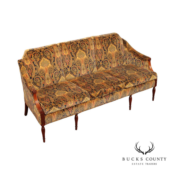 Sheraton Style Custom Quality Carved Mahogany Sofa