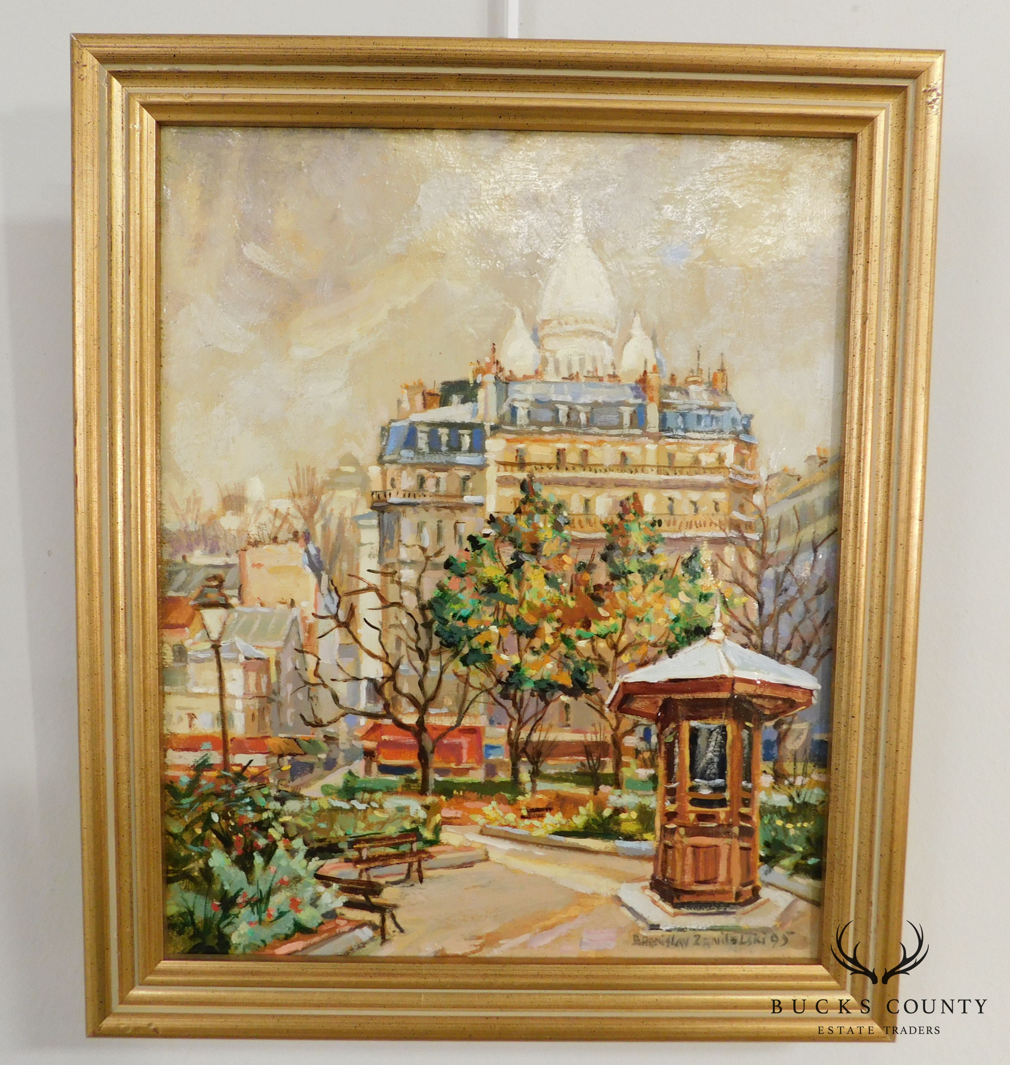 Branislan Zendelski "La Tonnelle II" Paris, Montmartre Oil on Canvas Framed