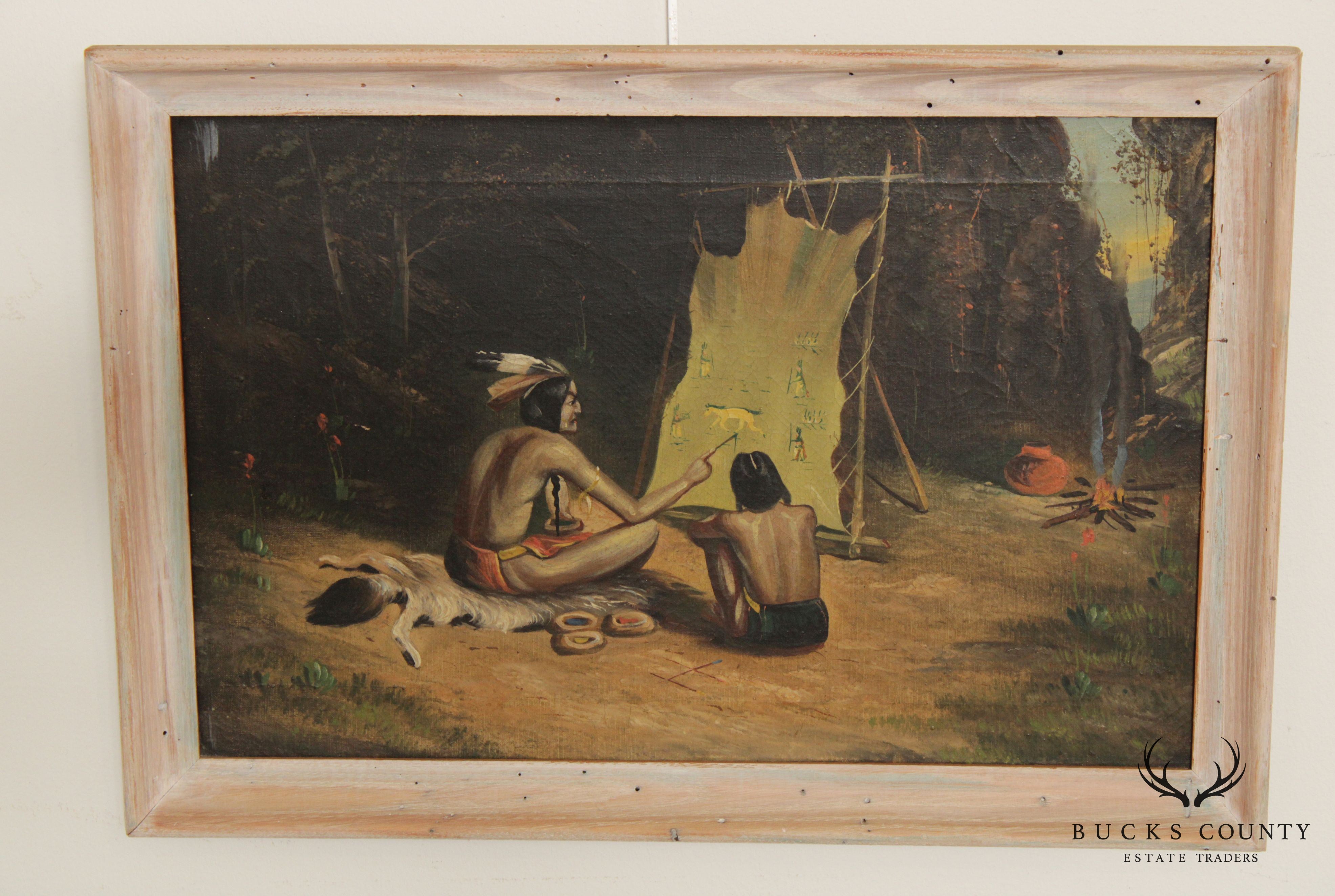 Early 20th C. Native American Oil Painting