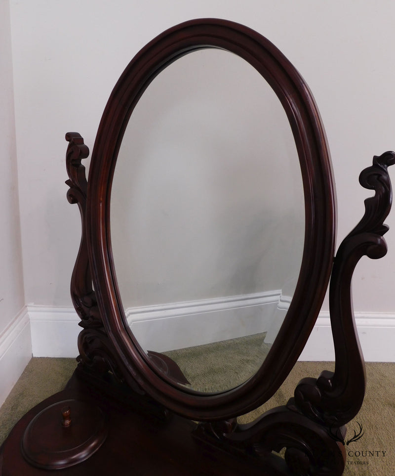 Victorian Style Solid Mahogany Shaving Mirror