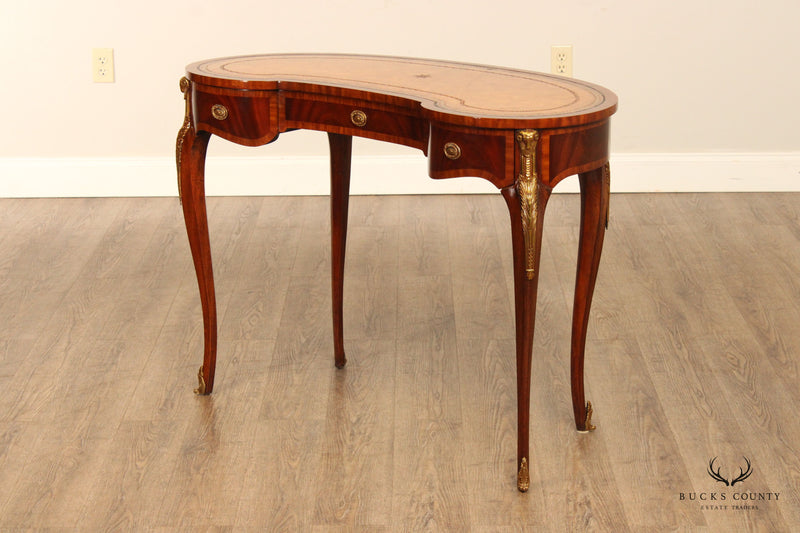 Maitland Smith French Louis XV Style Leather Top Mahogany Writing Desk