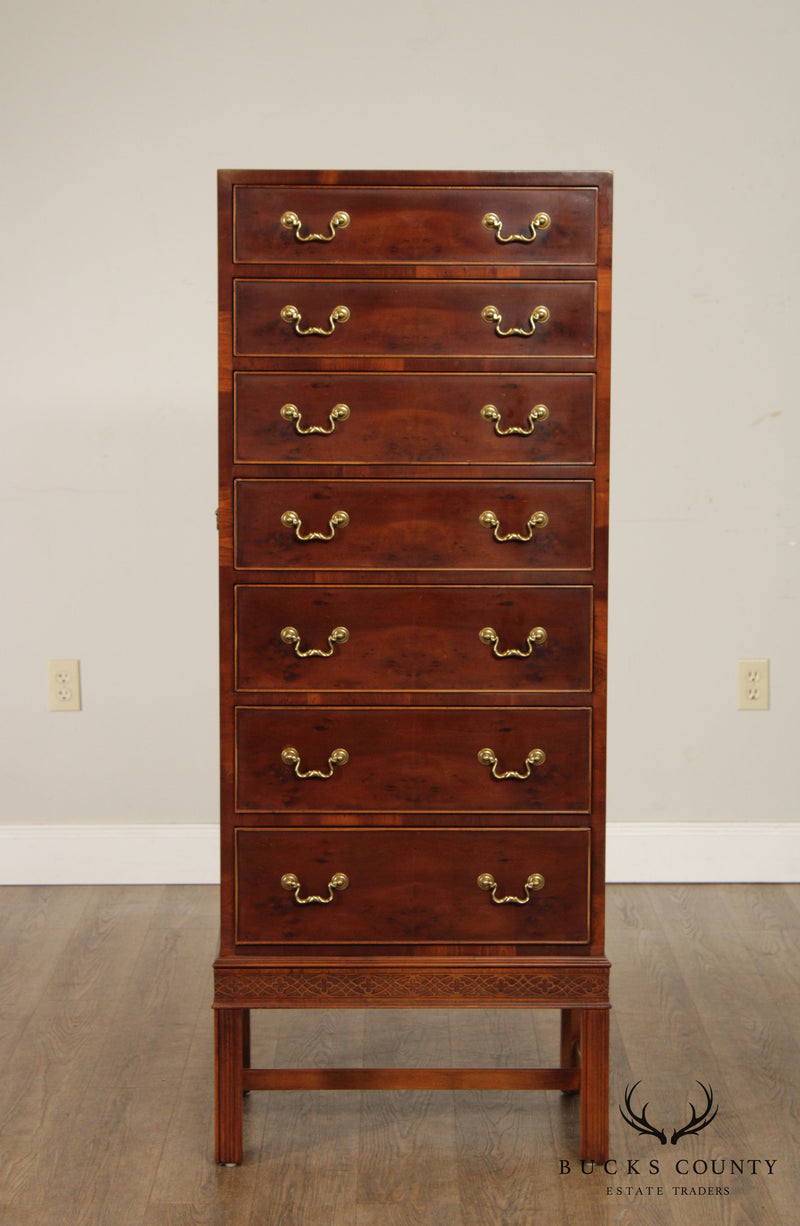 Henredon Aston Court Chippendale Style Yew Wood Lingerie Chest
