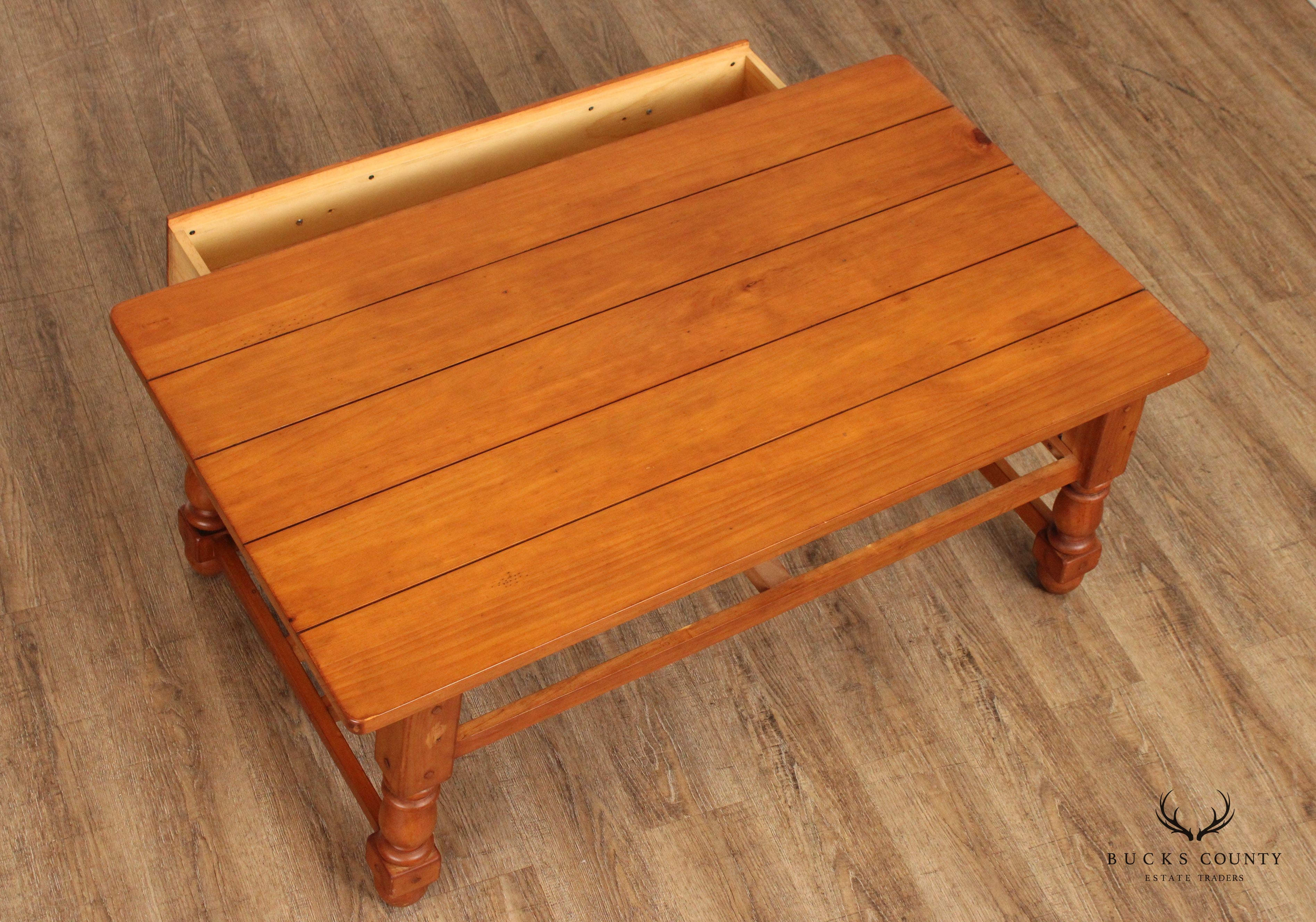 English Traditional Style Pine One-Drawer Coffee Table