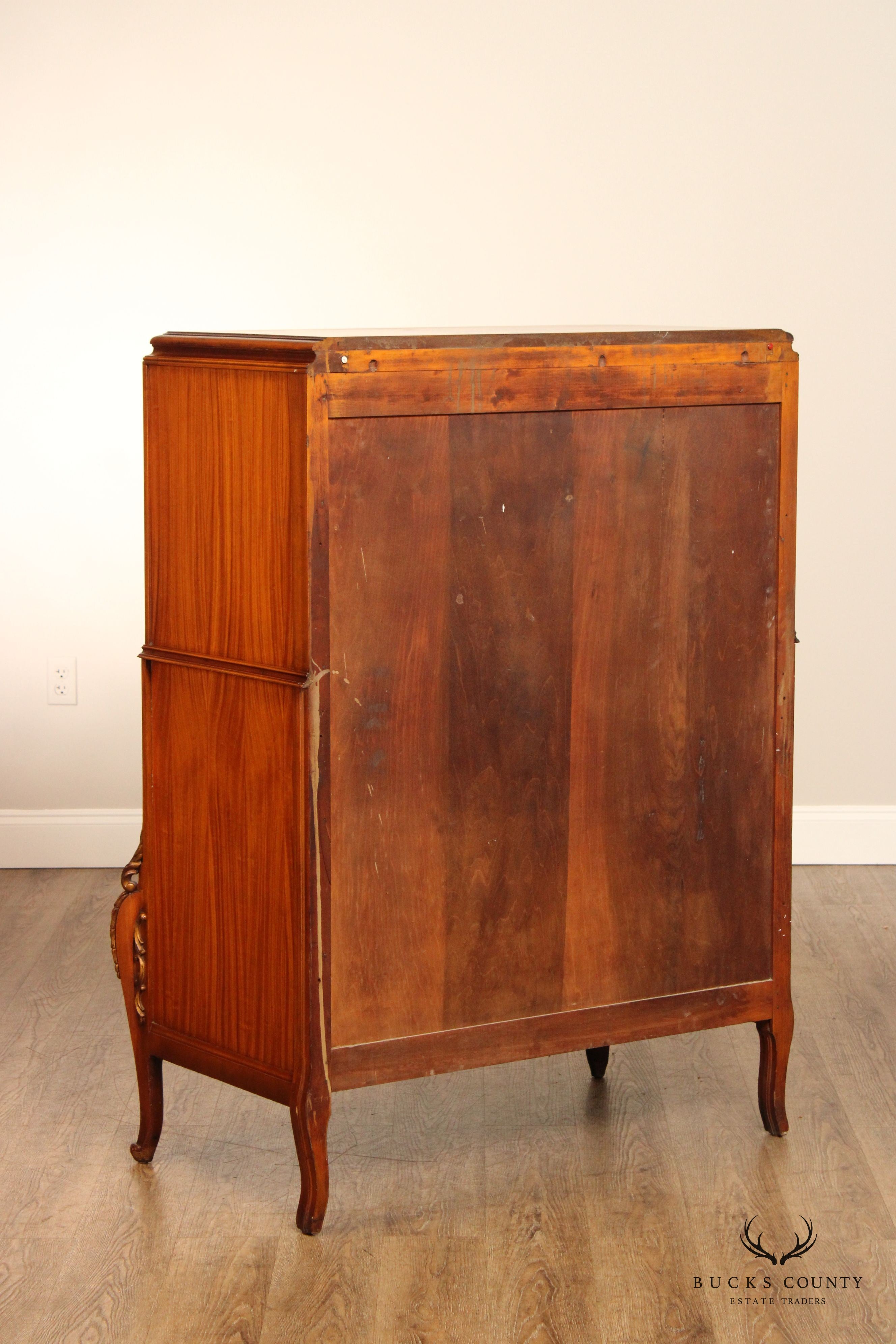 1930's French Louis XV Style Satinwood Parquetry High Chest