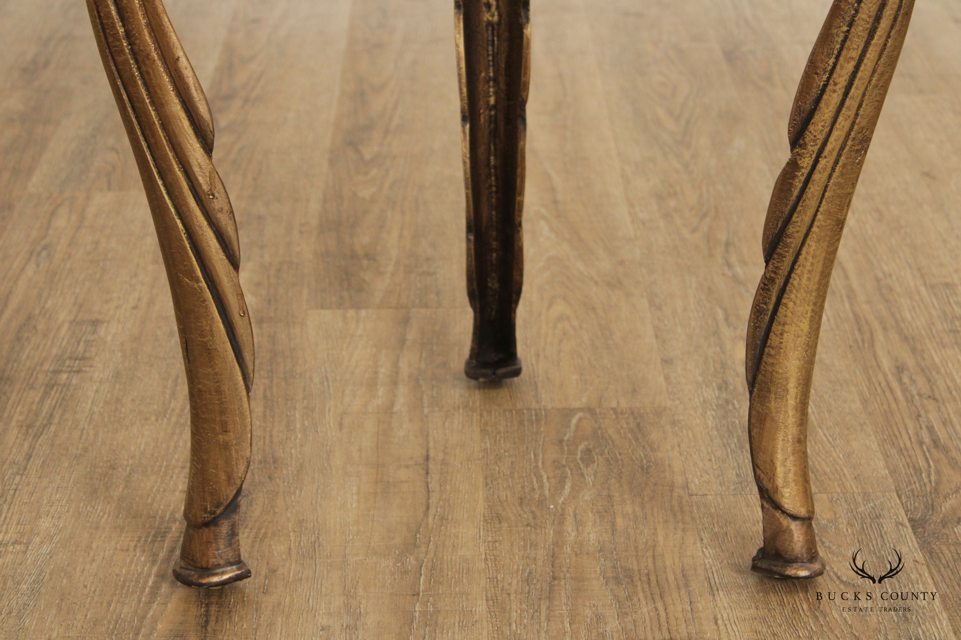 Hollywood Regency Pair of Gilt Metal and Glass Side Tables