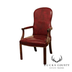 George III Style Quality Oxblood Leather Armchair