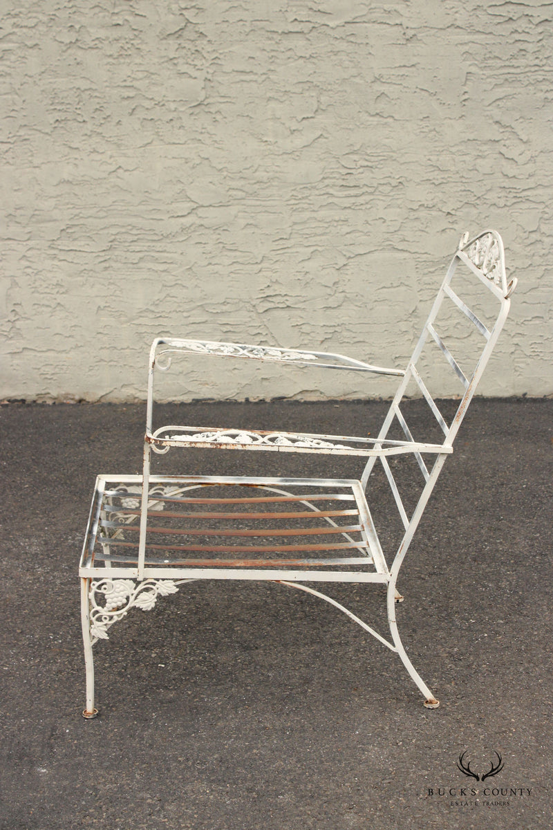 Vintage Wrought Iron Outdoor Patio Lounge Armchair