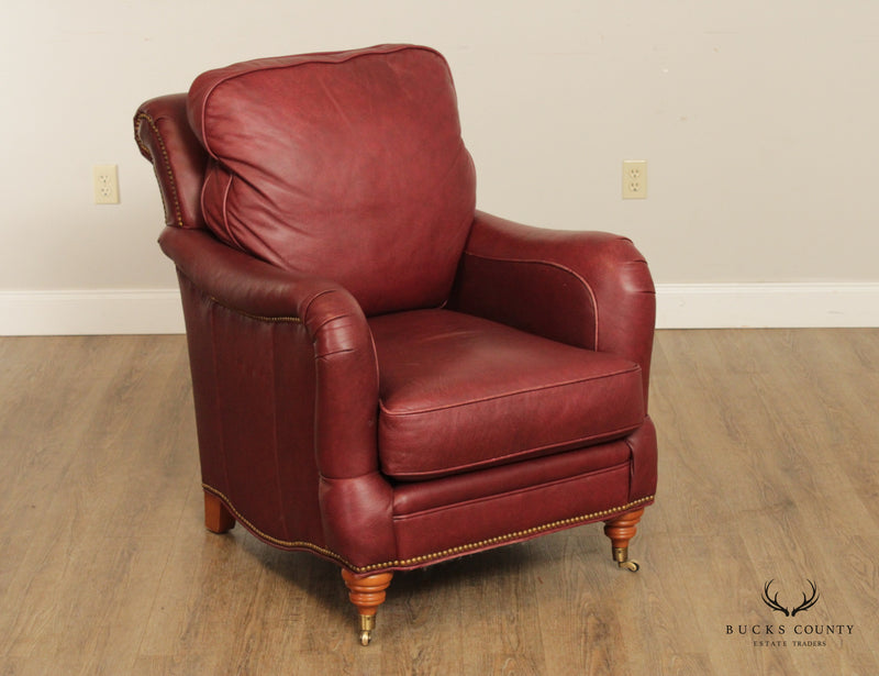 Leather Master Red Leather Lounge Chair and Ottoman