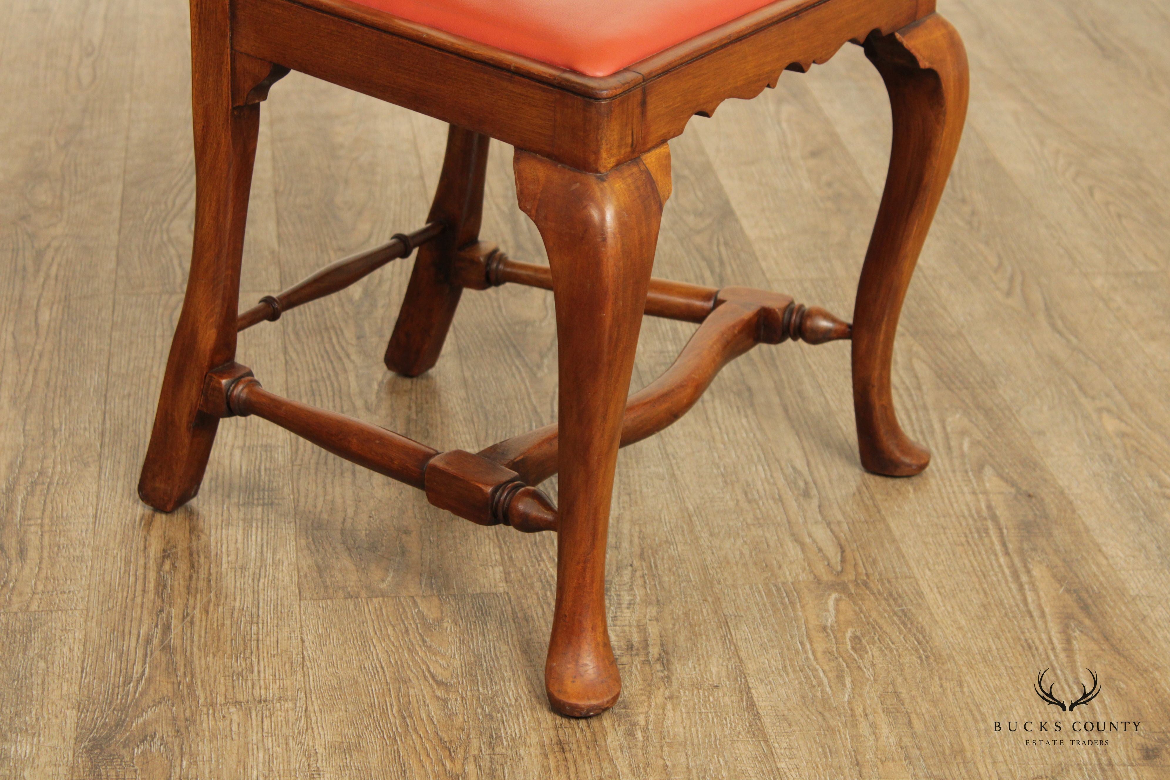 Antique Queen Anne Set Four Walnut Dining Chairs