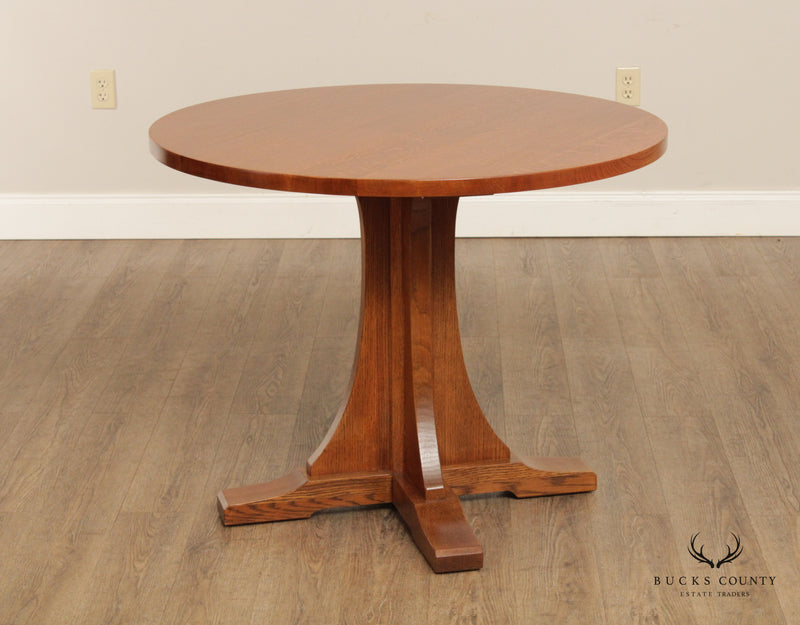 Stickley Mission Collection Round Oak Pedestal Table