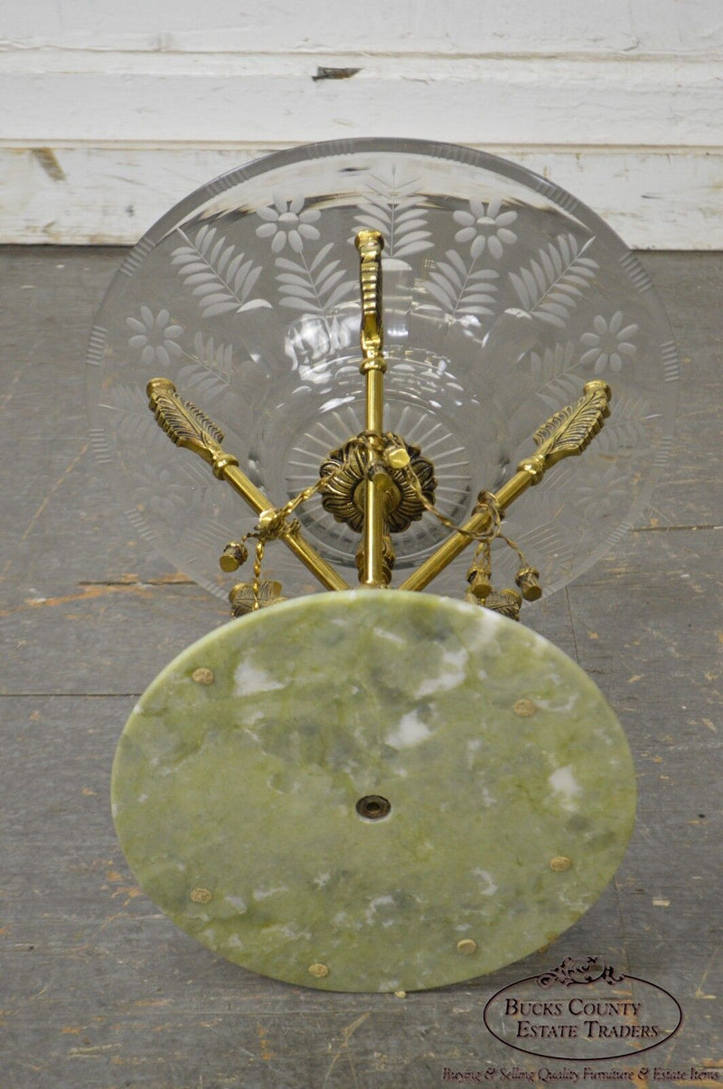 Regency Style Brass Crossed Arrows Crystal Composite Centerpiece w/ Marble Base