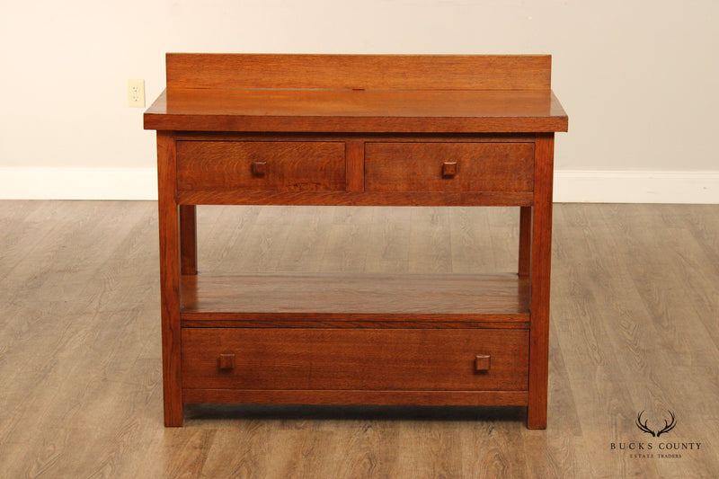 Antique Arts & Crafts Mission Oak Sideboard Server