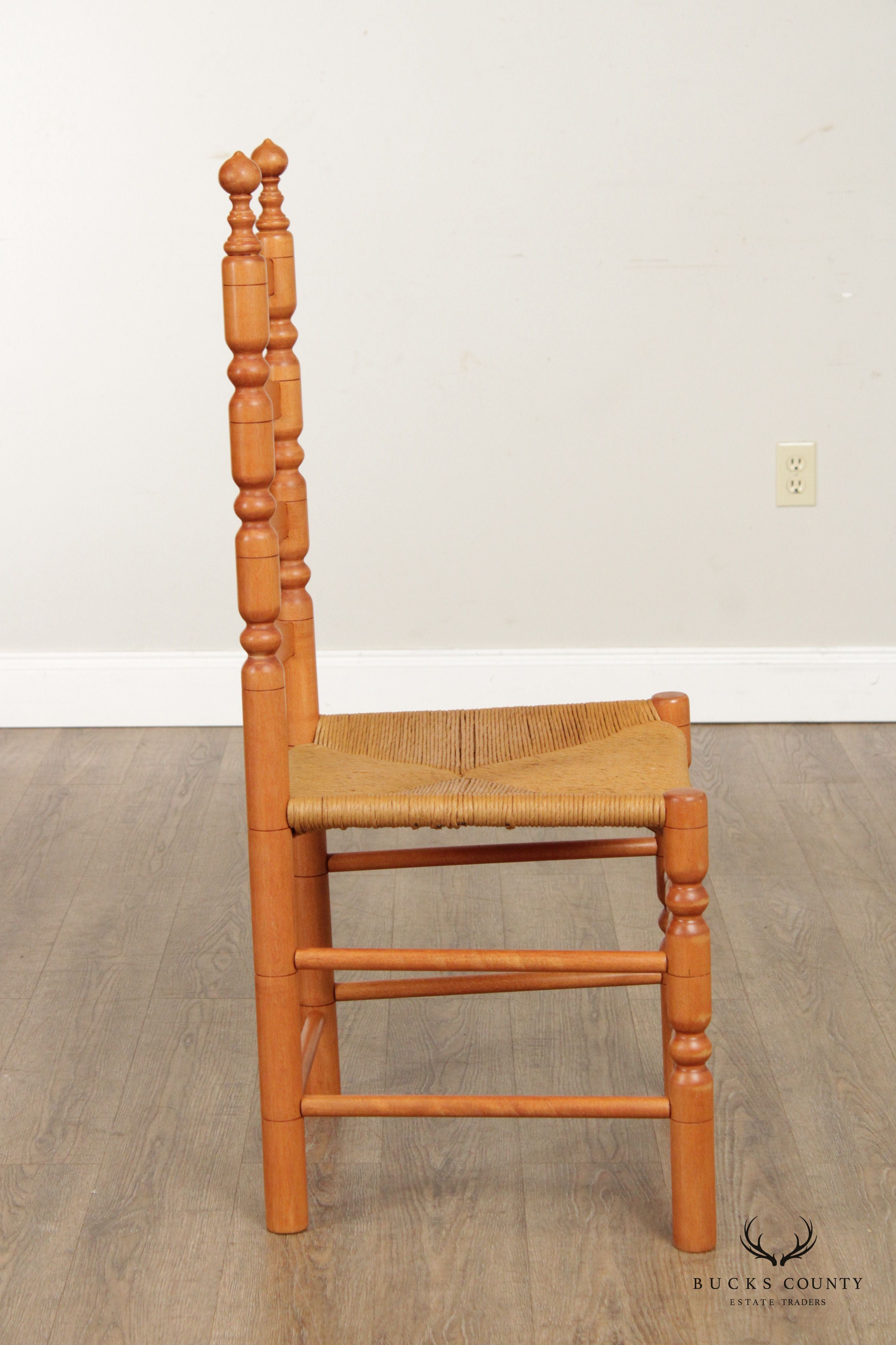 Custom Crafted Maple Ladderback Rush Seat Dining Chair