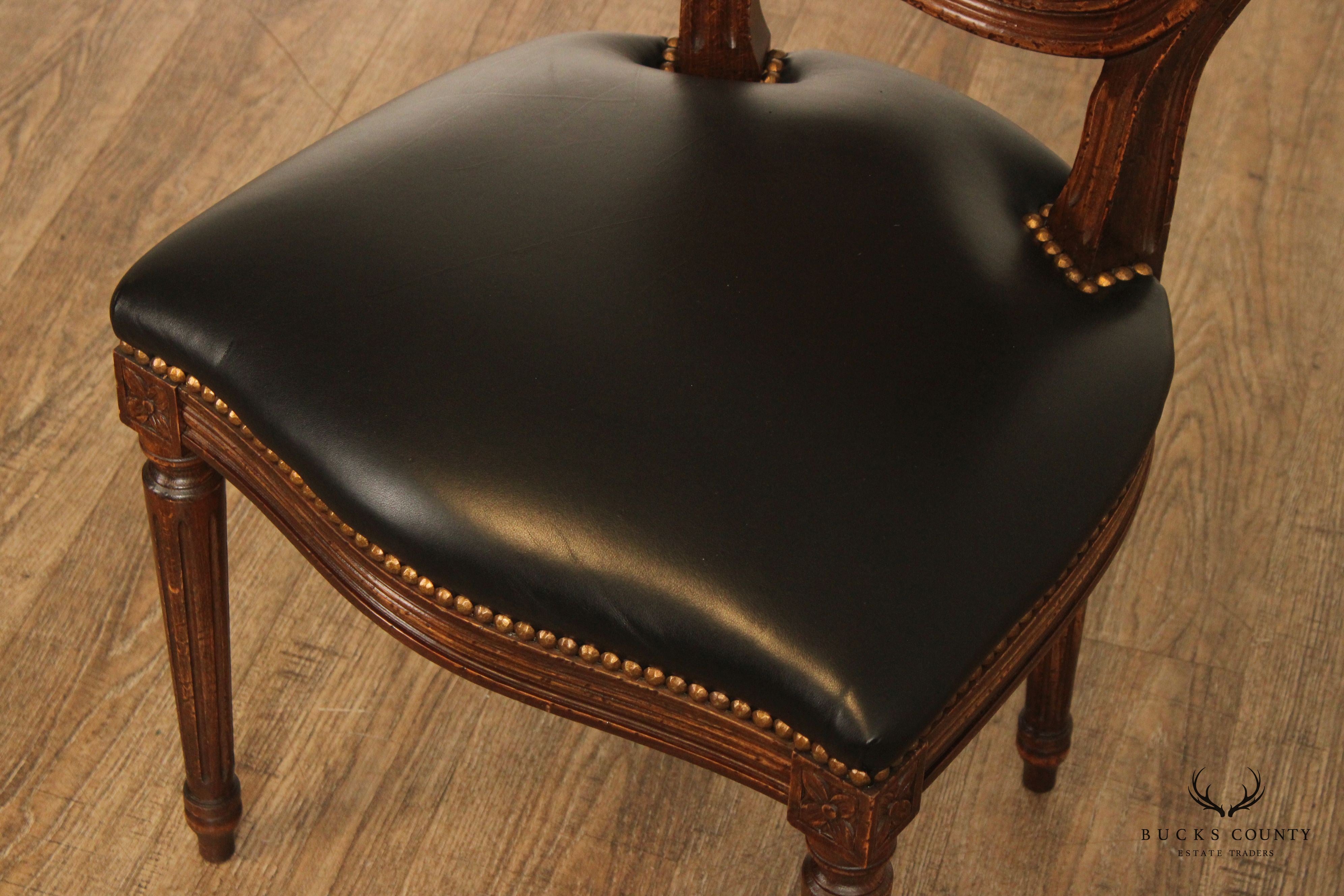 French Louis XVI Style Fruitwood Cane Side Chair