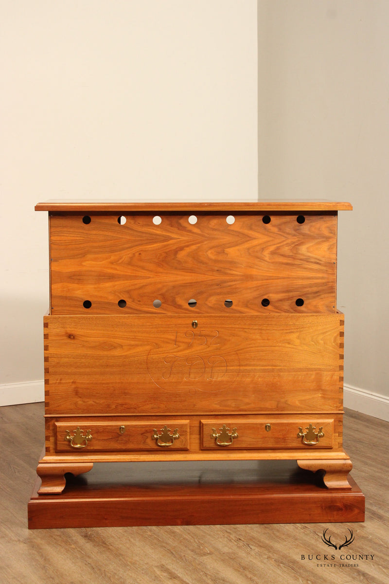 Chippendale Style Hand Crafted Walnut Blanket Chest Media Console