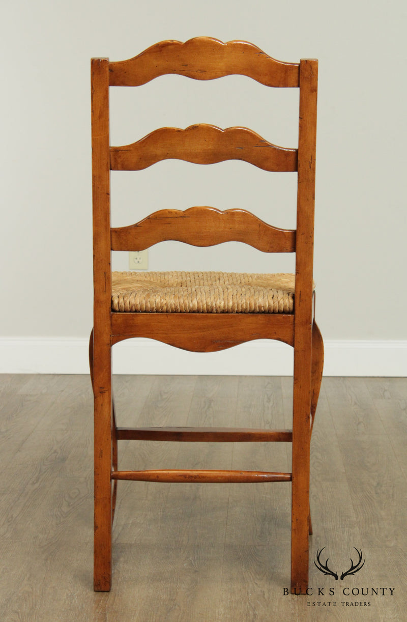 French Country Style Rush Seat Ladder Back Counter Stool