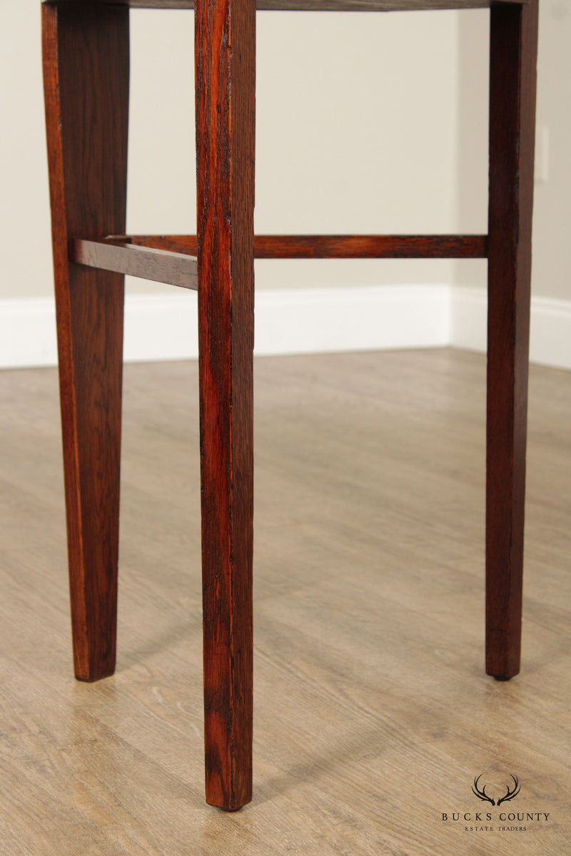 Antique Arts & Crafts Mission Oak Corner Telephone Table