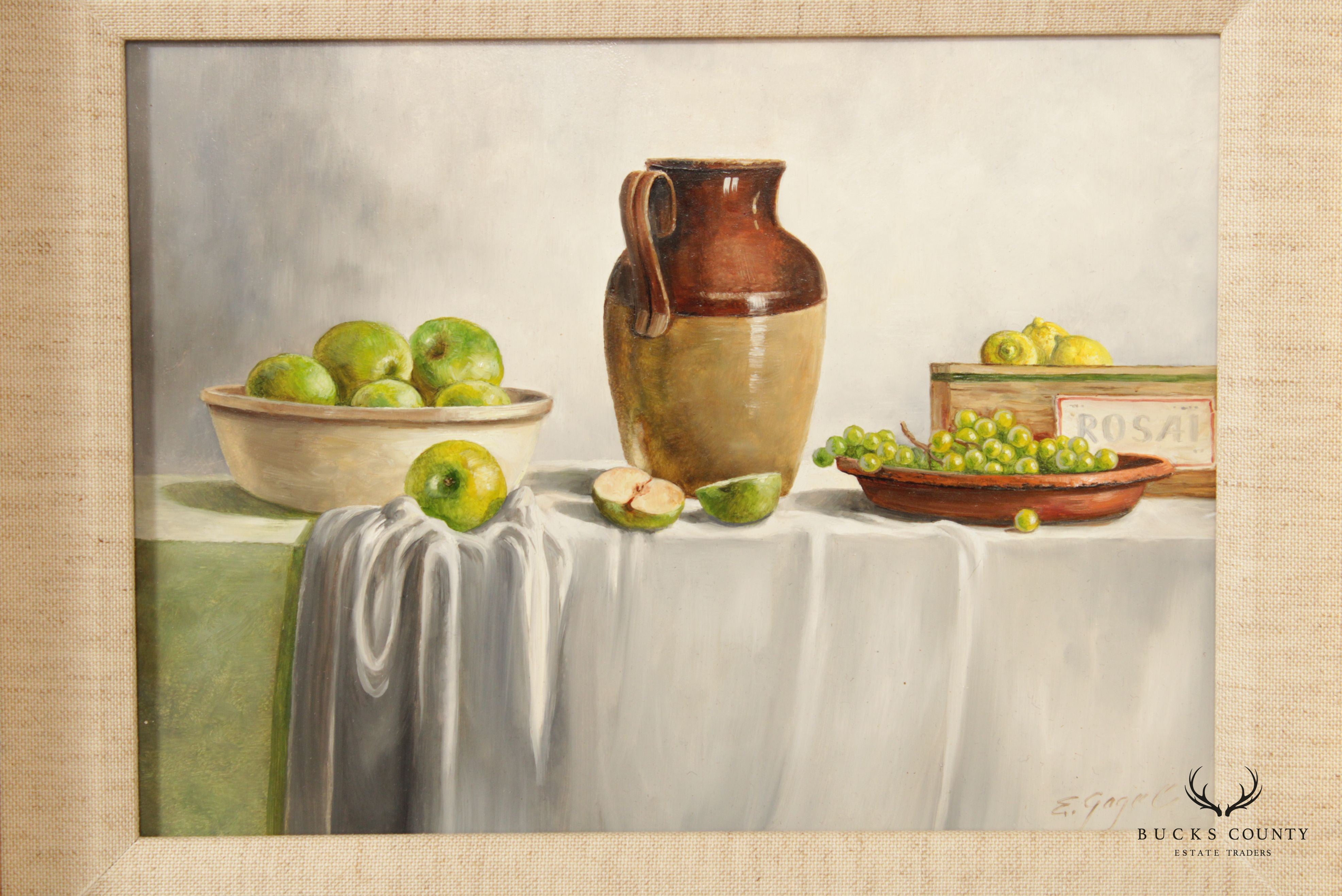 Vintage 20th C. Fruit Still Life Oil Painting, Signed