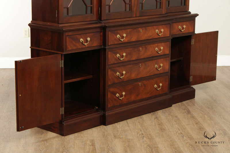 Stickley Chippendale Style Mahogany Breakfront China Cabinet