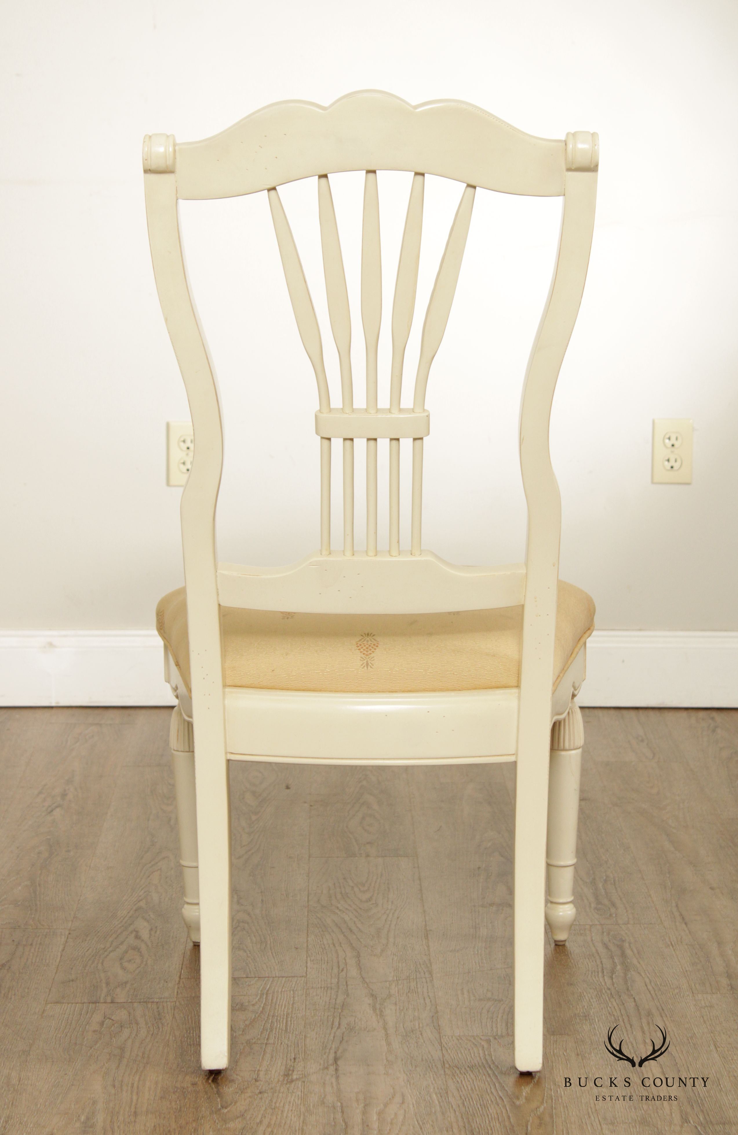 French Country Style Set 6 Painted Wheat Back Dining Chairs