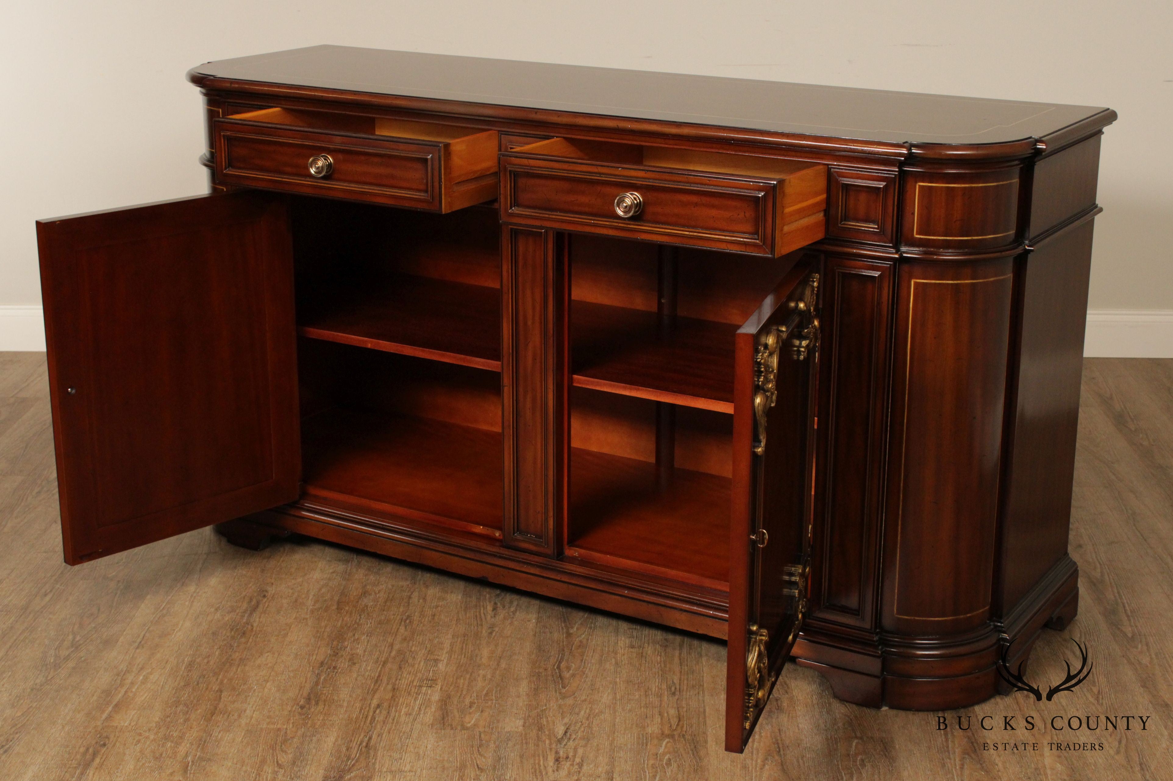 Quality French Neoclassic Style Mahogany, Partial Gilt Sideboard