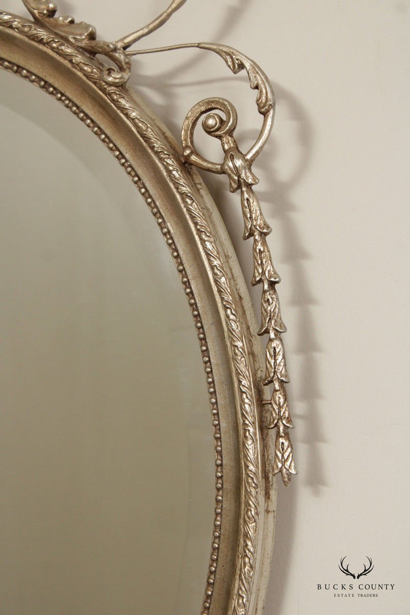 Adams Style Silver Leaf Oval Wall Mirror