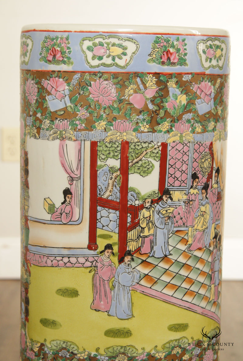 Chinese Chinoiserie Pair Porcelain Umbrella Stands