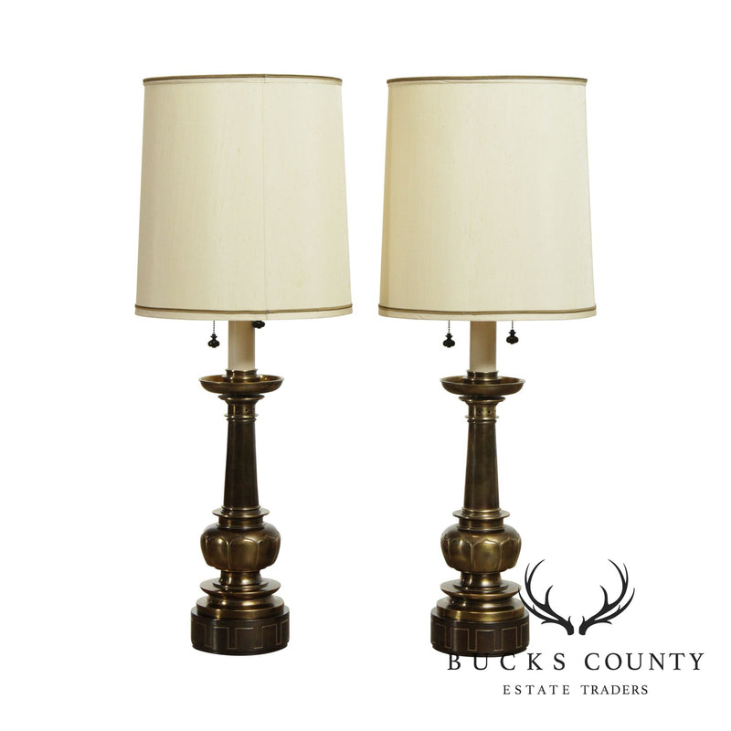 Stiffel Hollywood Regency Vintage Pair Brass Table Lamps