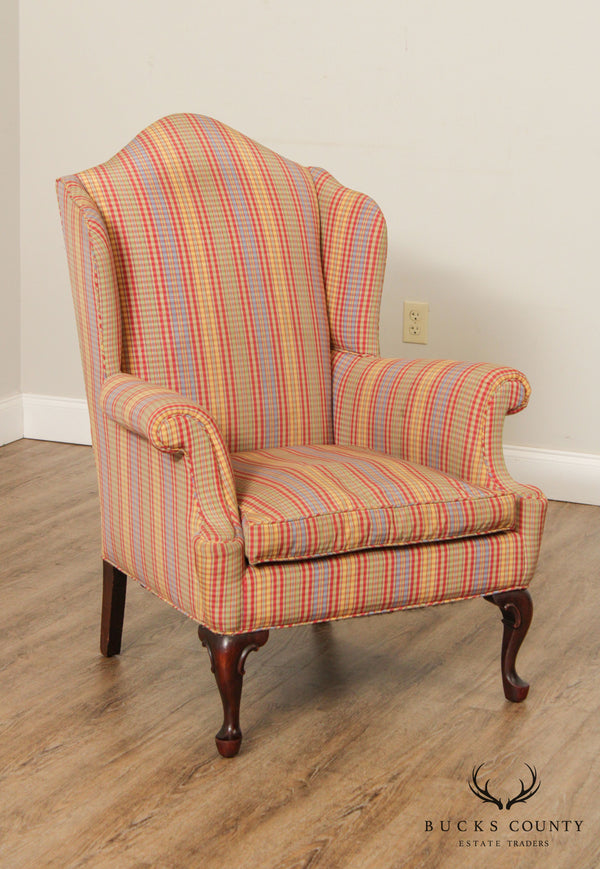 Queen Anne Style Vintage Mahogany Wing Chair