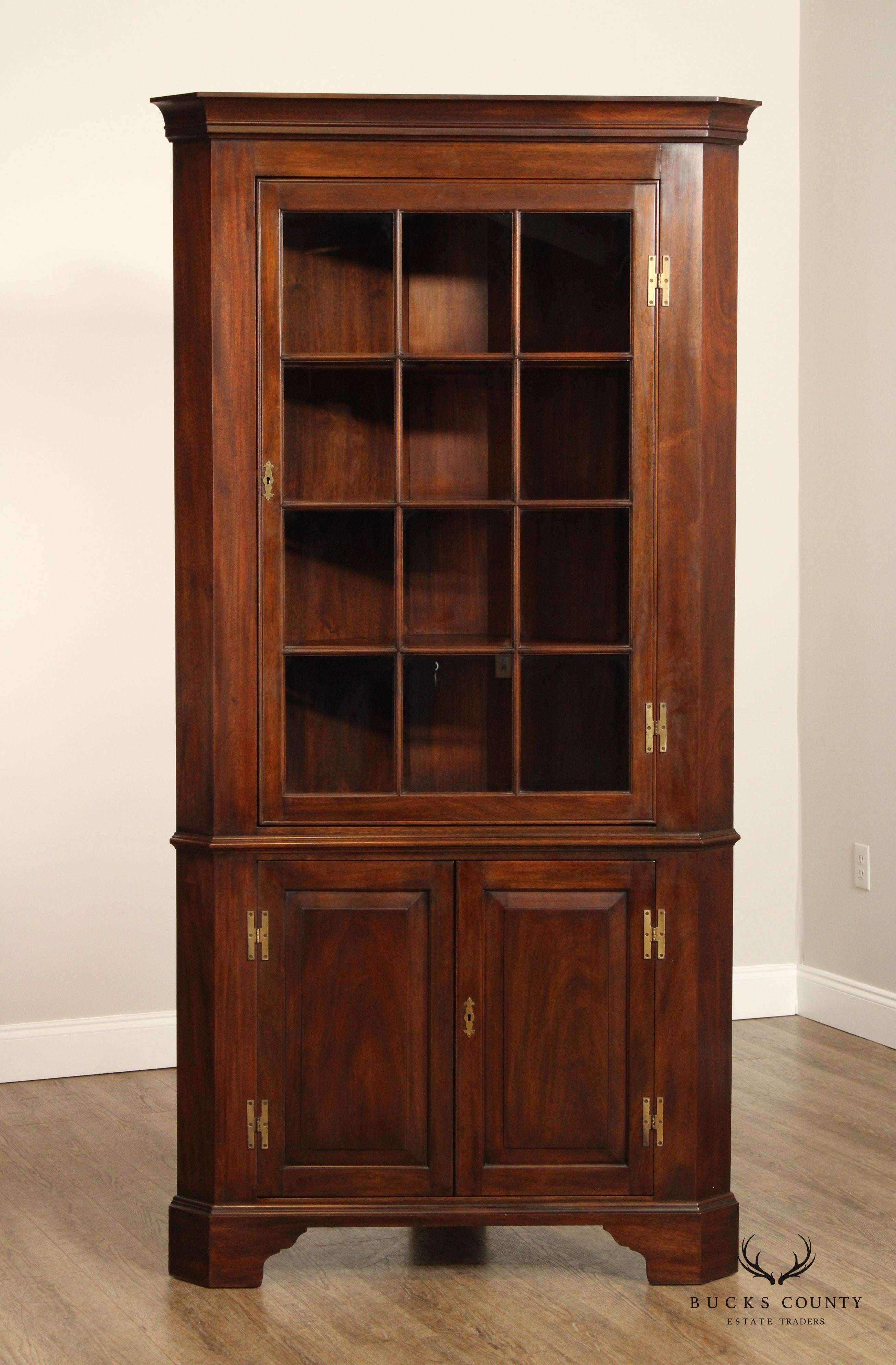 Henkel Harris Chippendale Style Mahogany Corner Cupboard