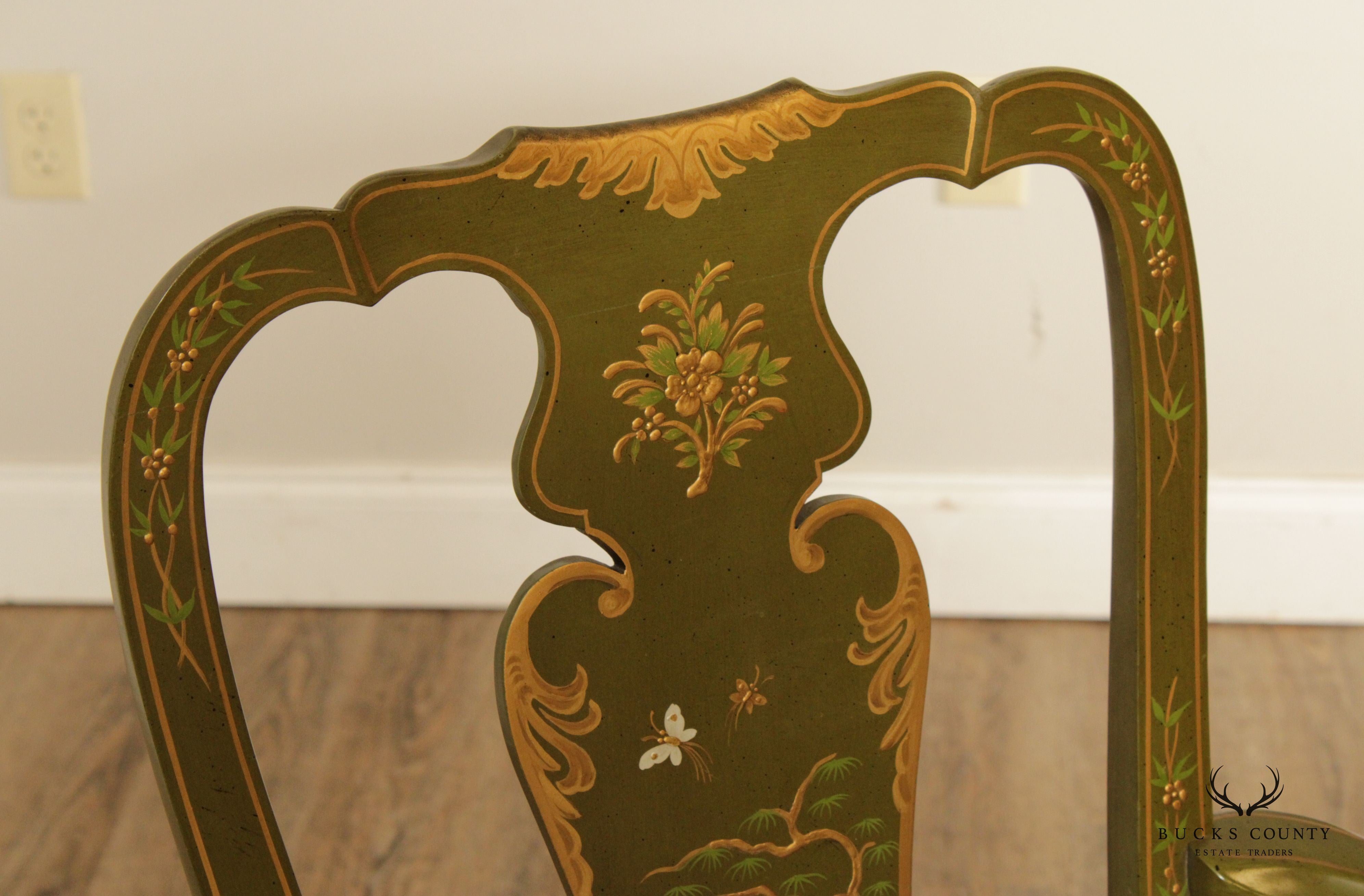 Queen Anne Style Chinoiserie Decorated Armchair