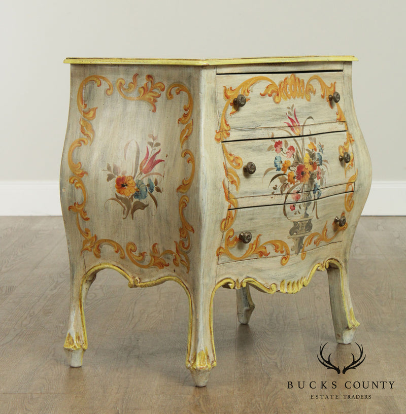 Hand painted Louis XIV style bombe commode