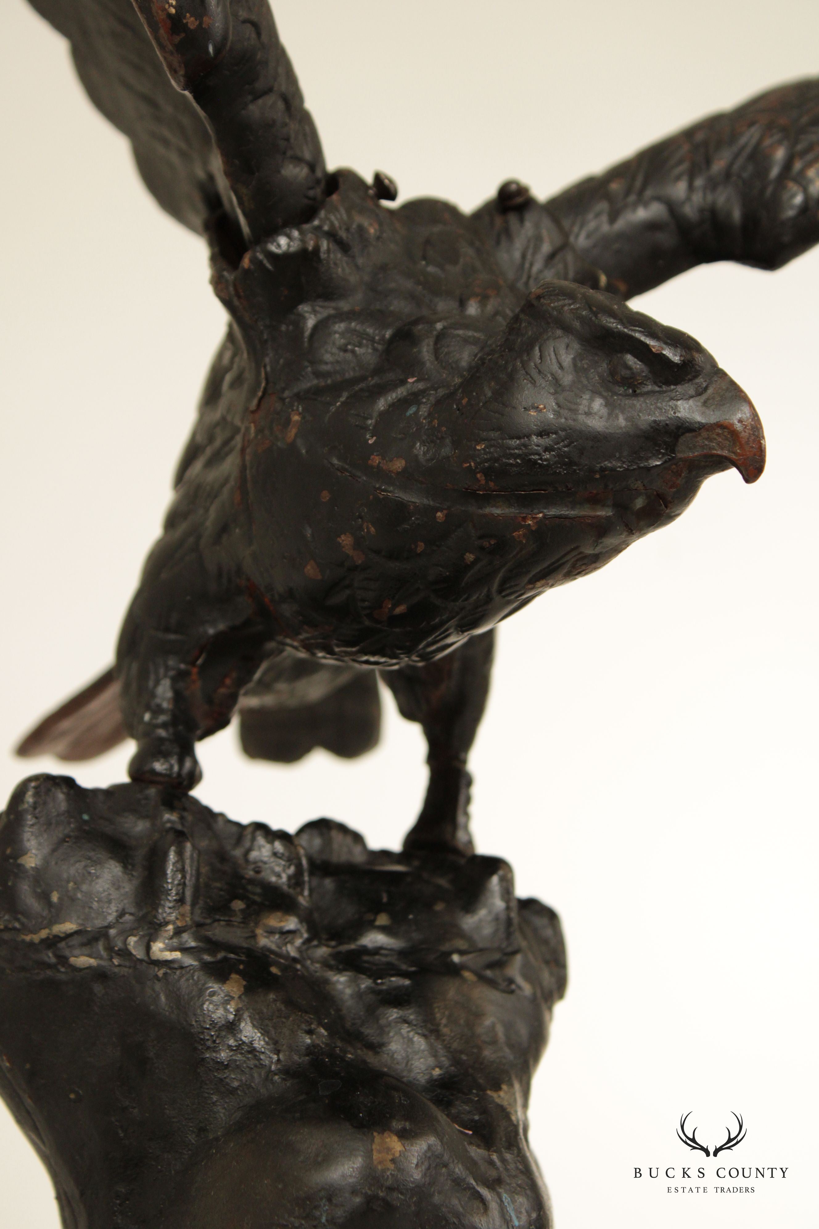 Japanese Meiji Style Cast Iron Eagle Sculpture