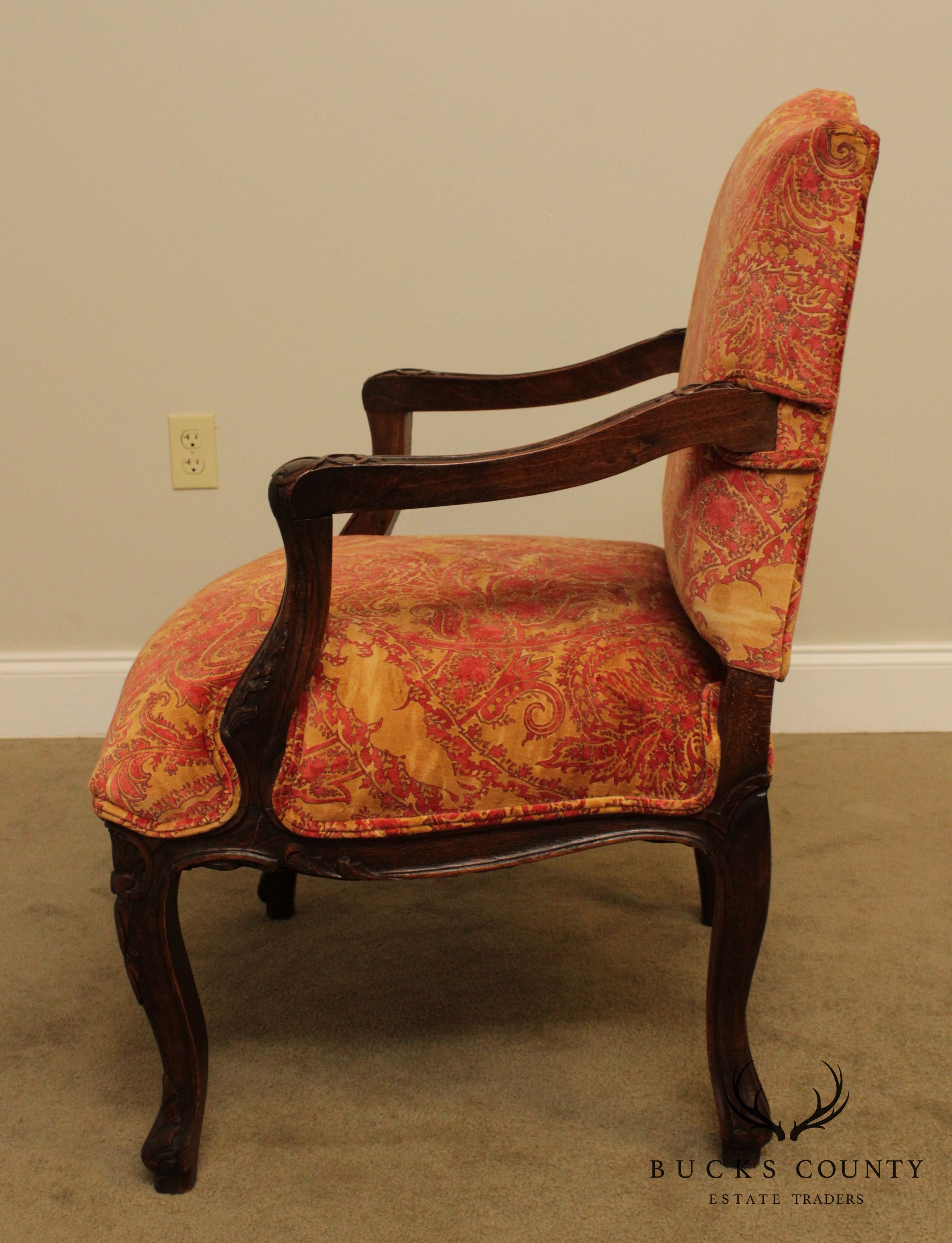 Italian Carved Custom Upholstered Armchair