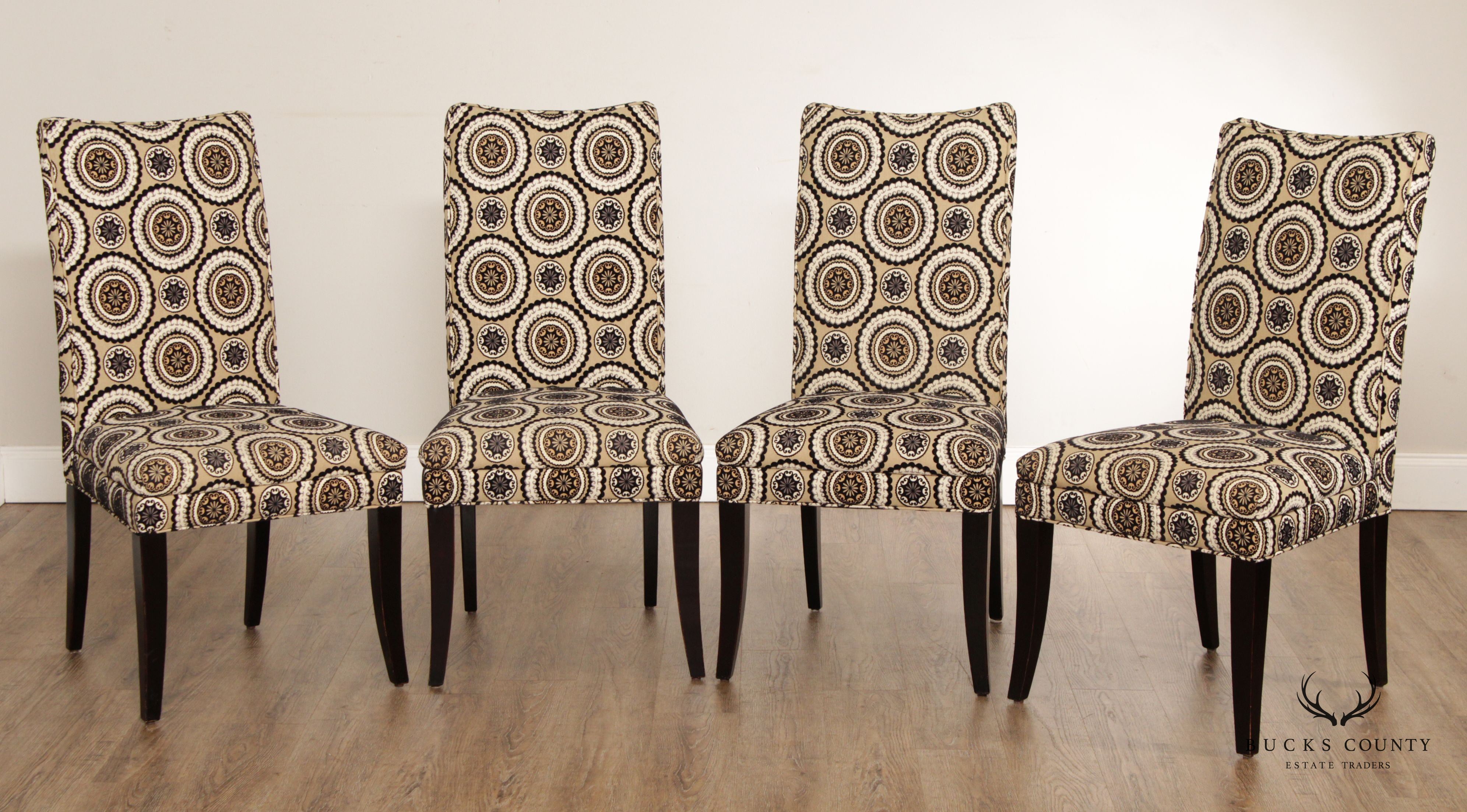 Modern Custom Upholstered Set of Four Dining Chairs