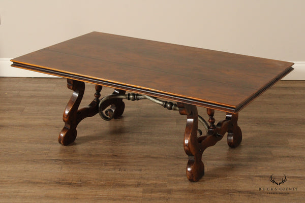 Theodore Alexander Spanish Baroque Style Oak Trestle Coffee Table