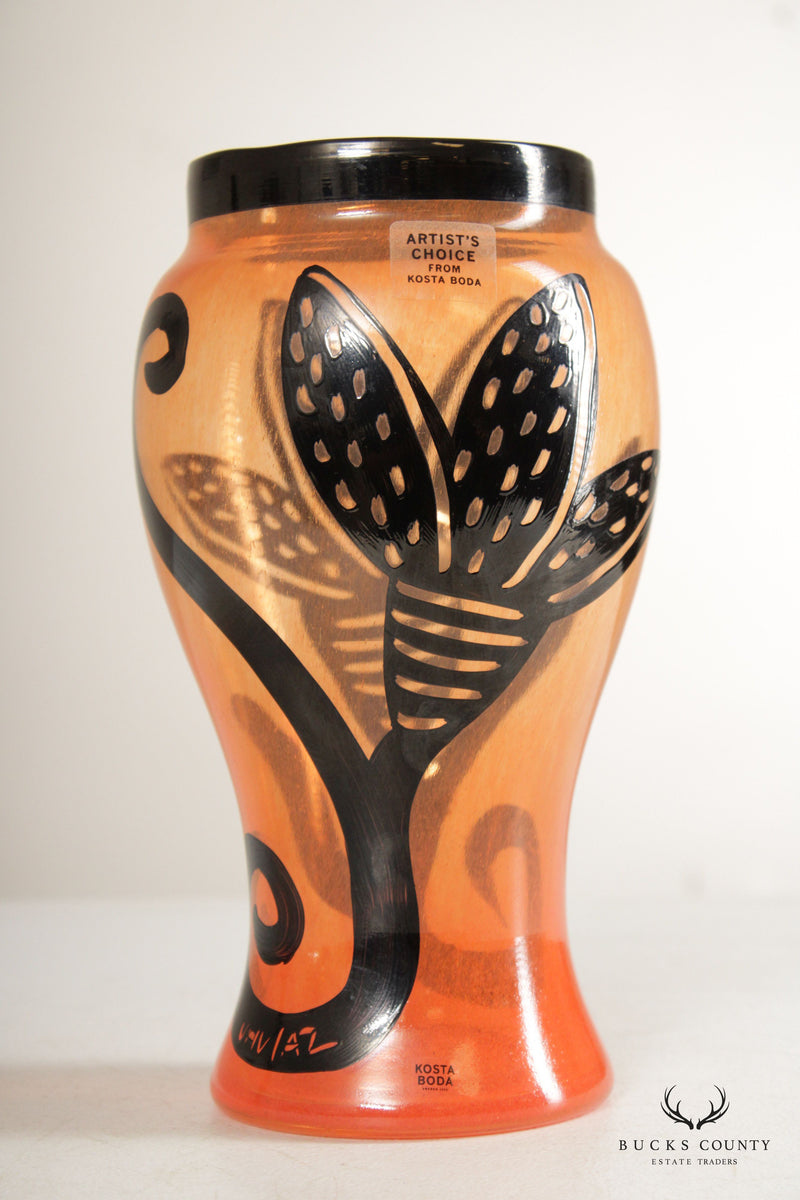 Kosta Boda Ulrica Hydman-Vallien 'Caramba' Art Glass Vase