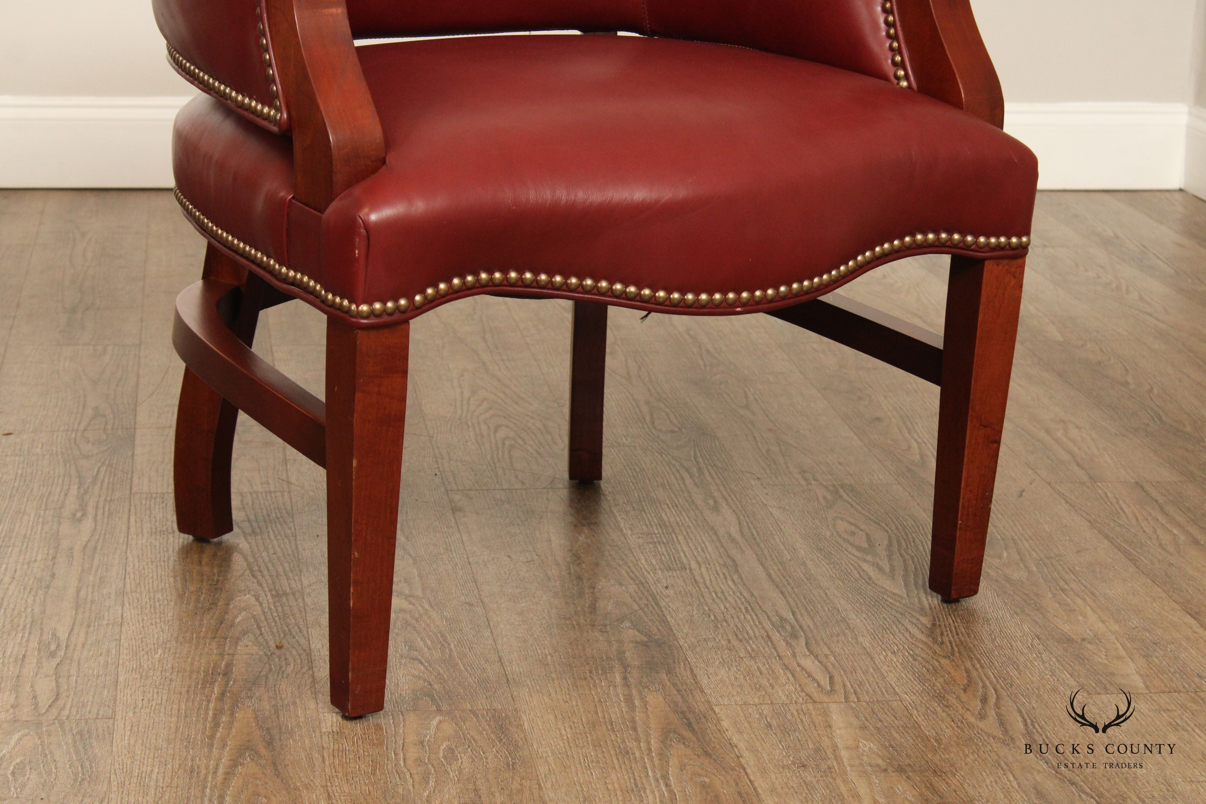 English Traditional Style Pair of Leather Club Chairs