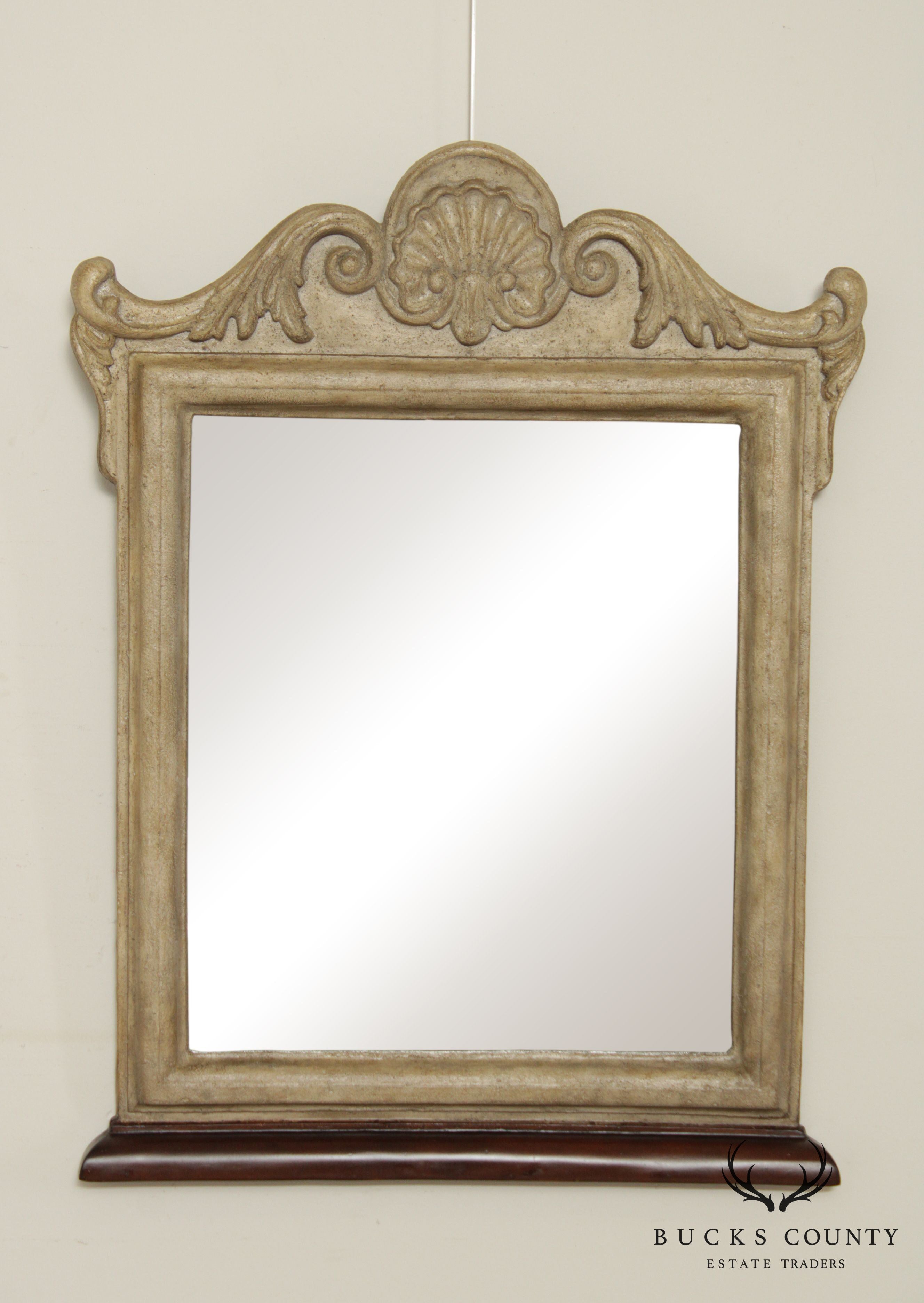 French Louis XV Style Faux Stone Wall Mirror (A)