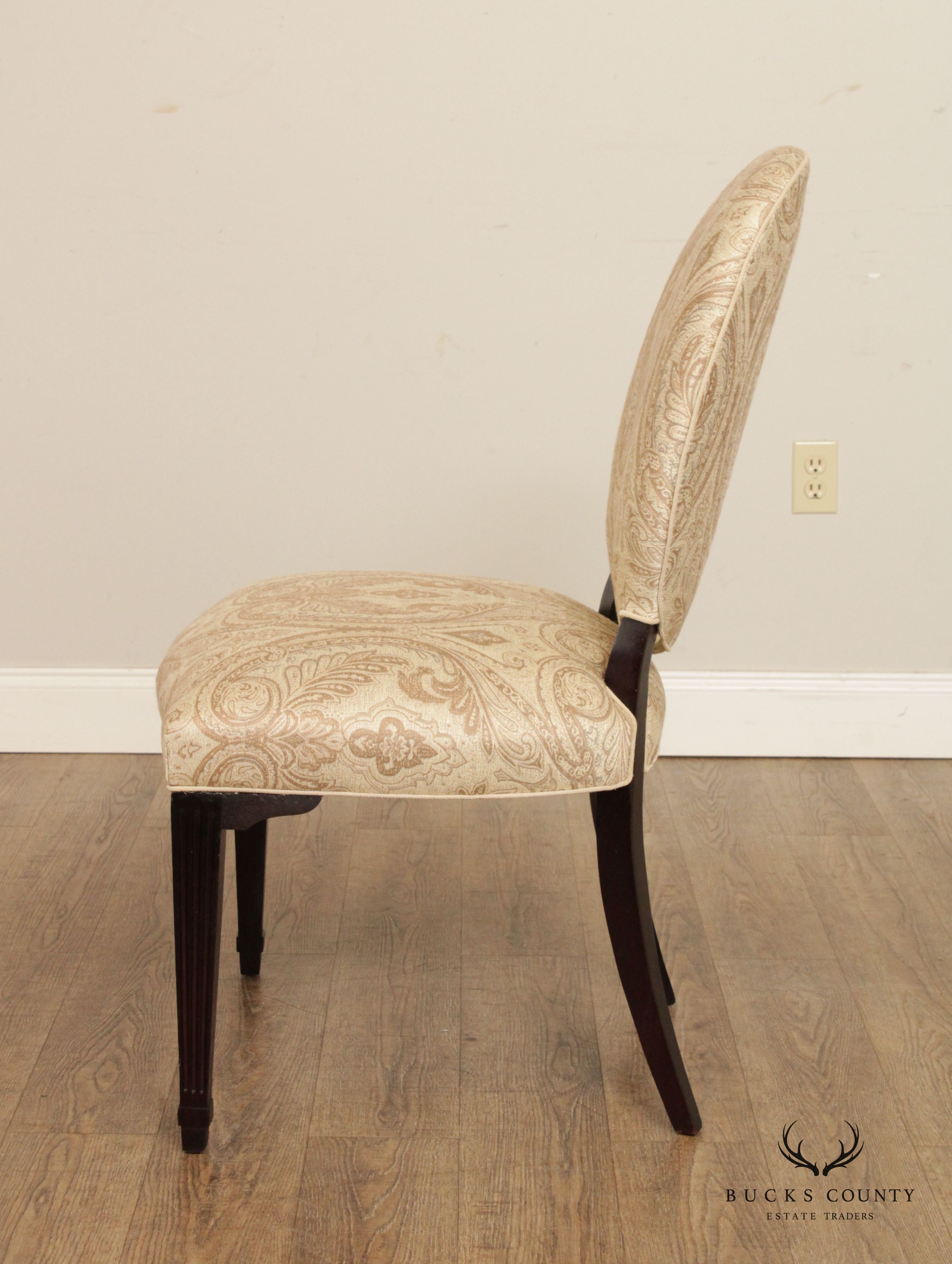 Hepplewhite Style Pair Custom Upholstered Side Chairs