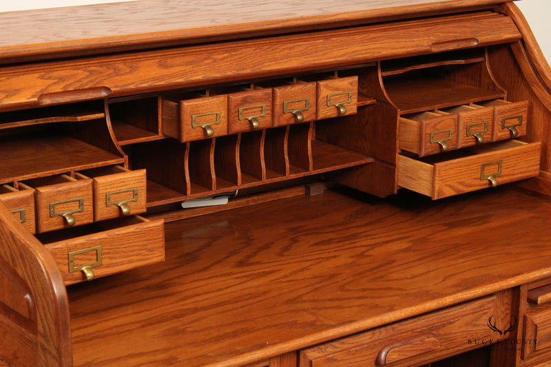 Vintage Oak Roll Top Writing Desk