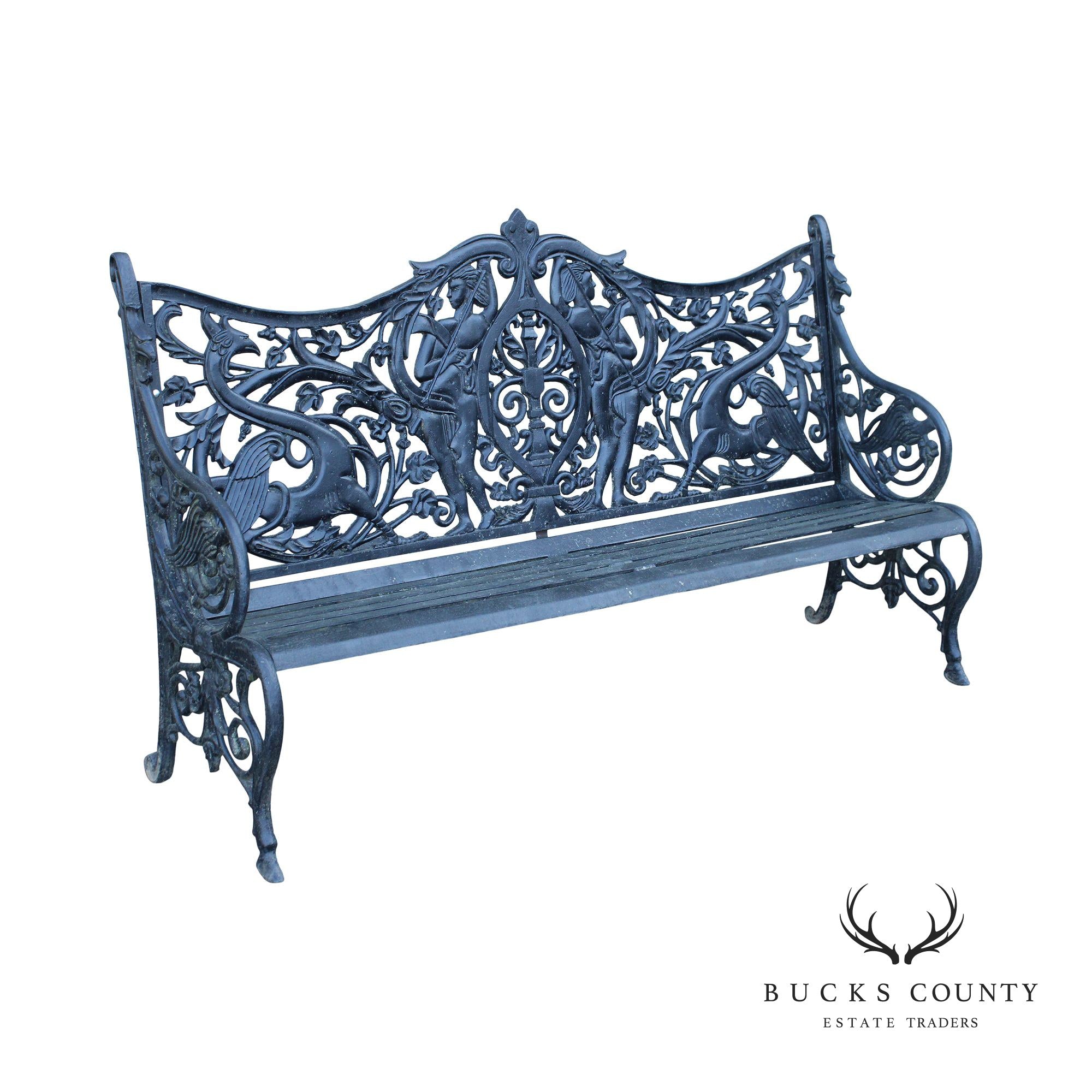 Coalbrookdale Style Cast Iron Outdoor Garden Bench