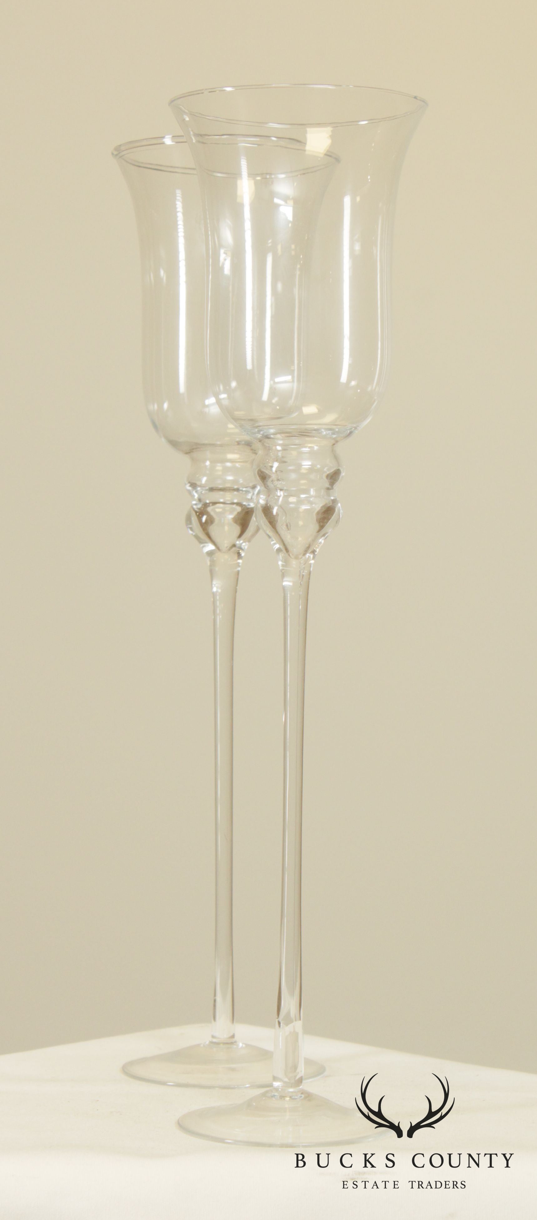 Pair High Stem Decorative Glasses