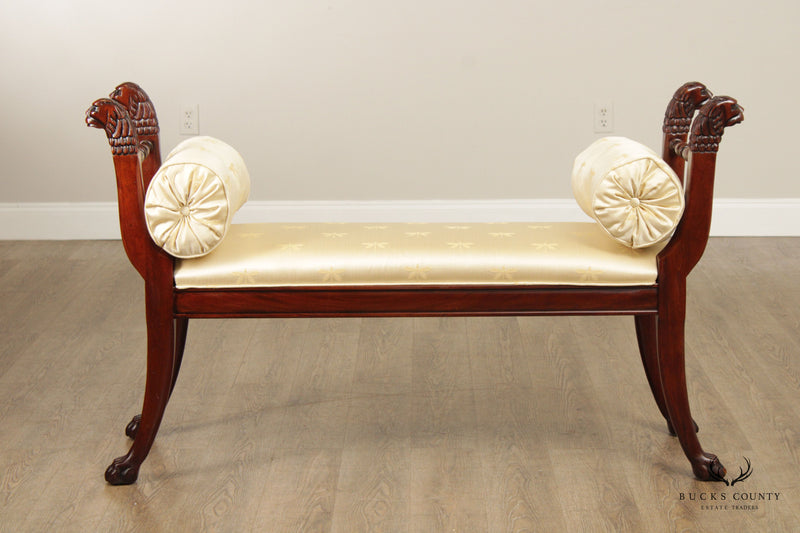 Henredon Neoclassical Style Carved Mahogany Window Bench