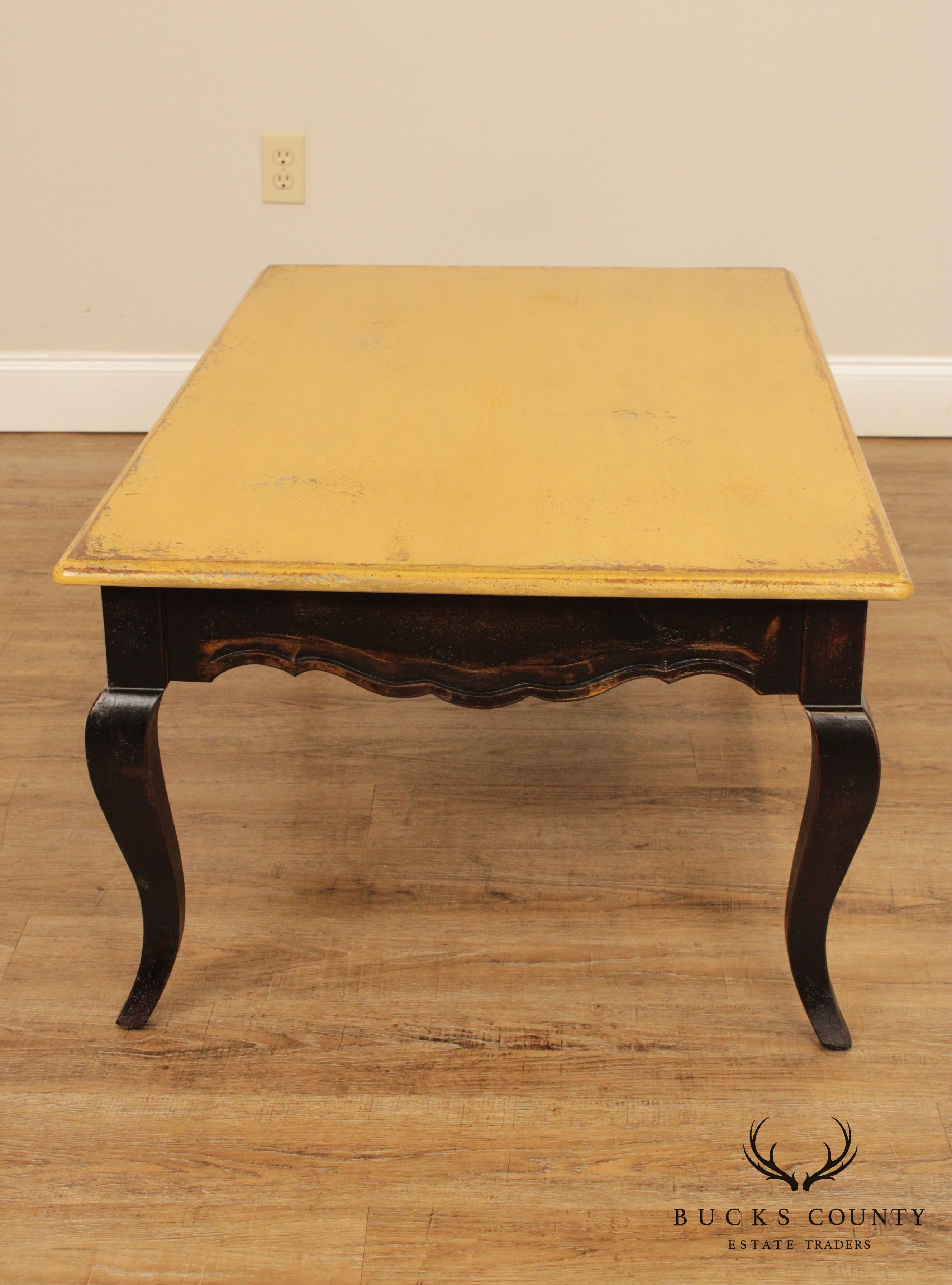 Habersham French Country Style Distressed Painted Coffee Table