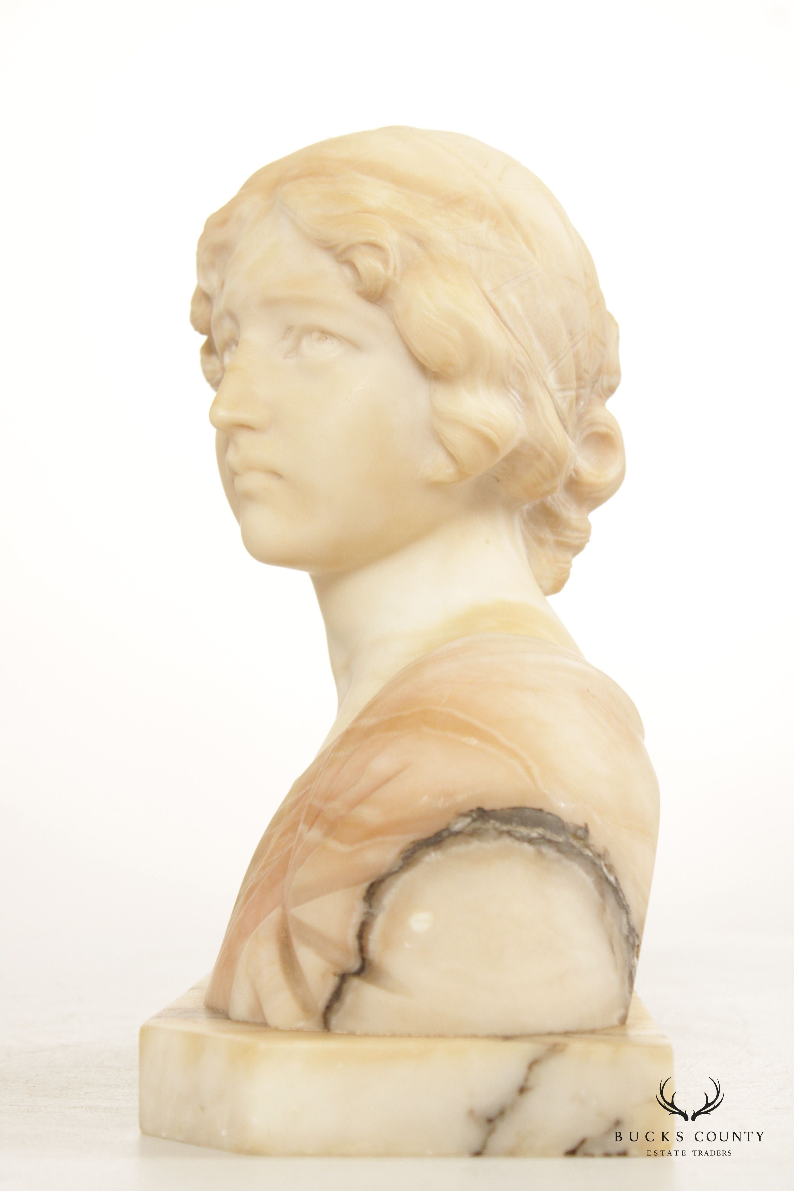 Antique Art Nouveau Alabaster Bust, After Giuseppe Bessi