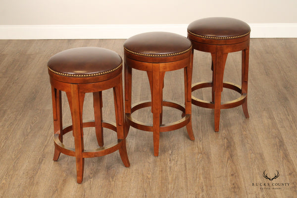Stickley Mission Collection Set of Three Cherry Swivel Counter Stools