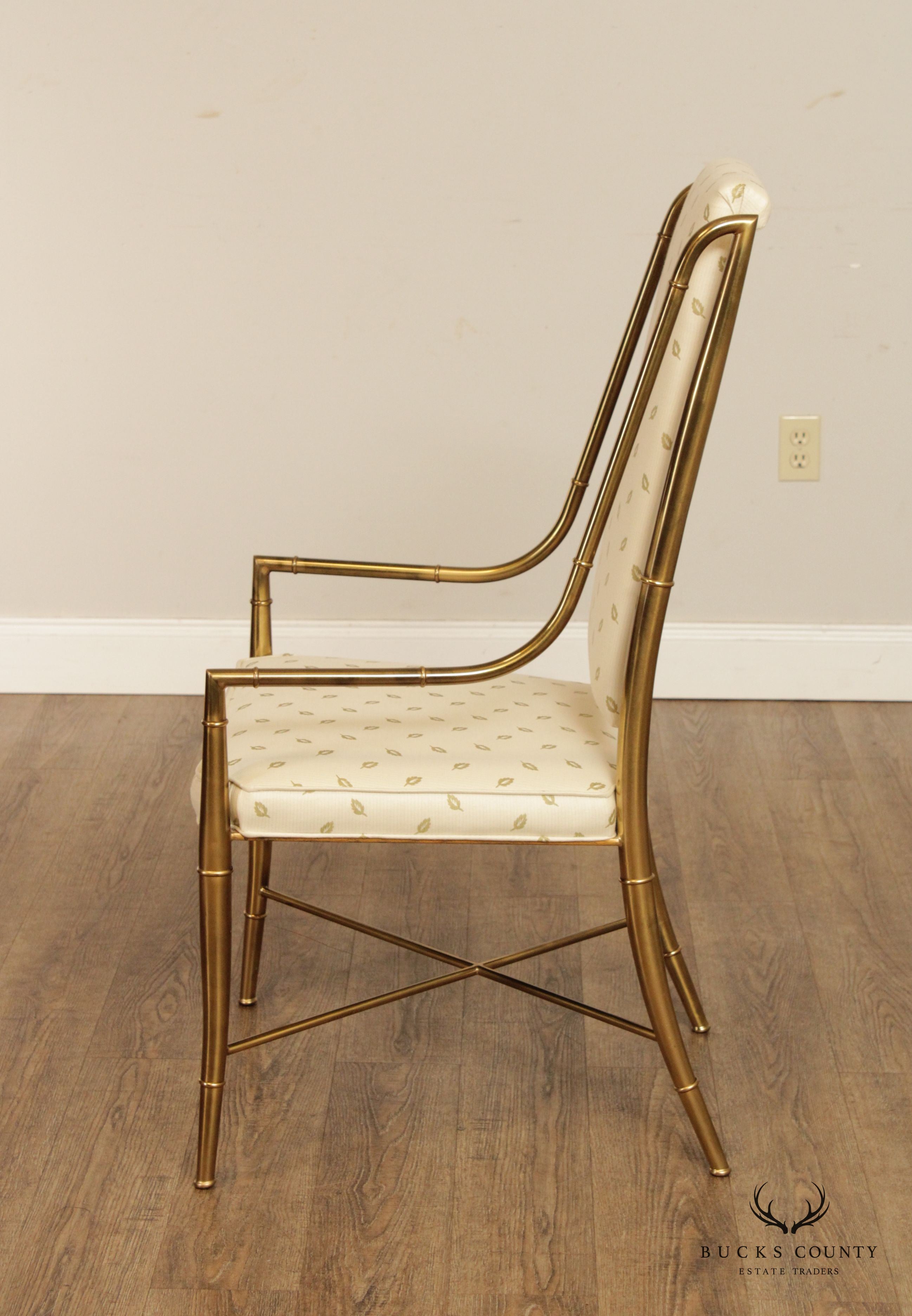 Mastercraft Vintage Hollywood Regency Pair of Faux Bamboo Brass Armchairs