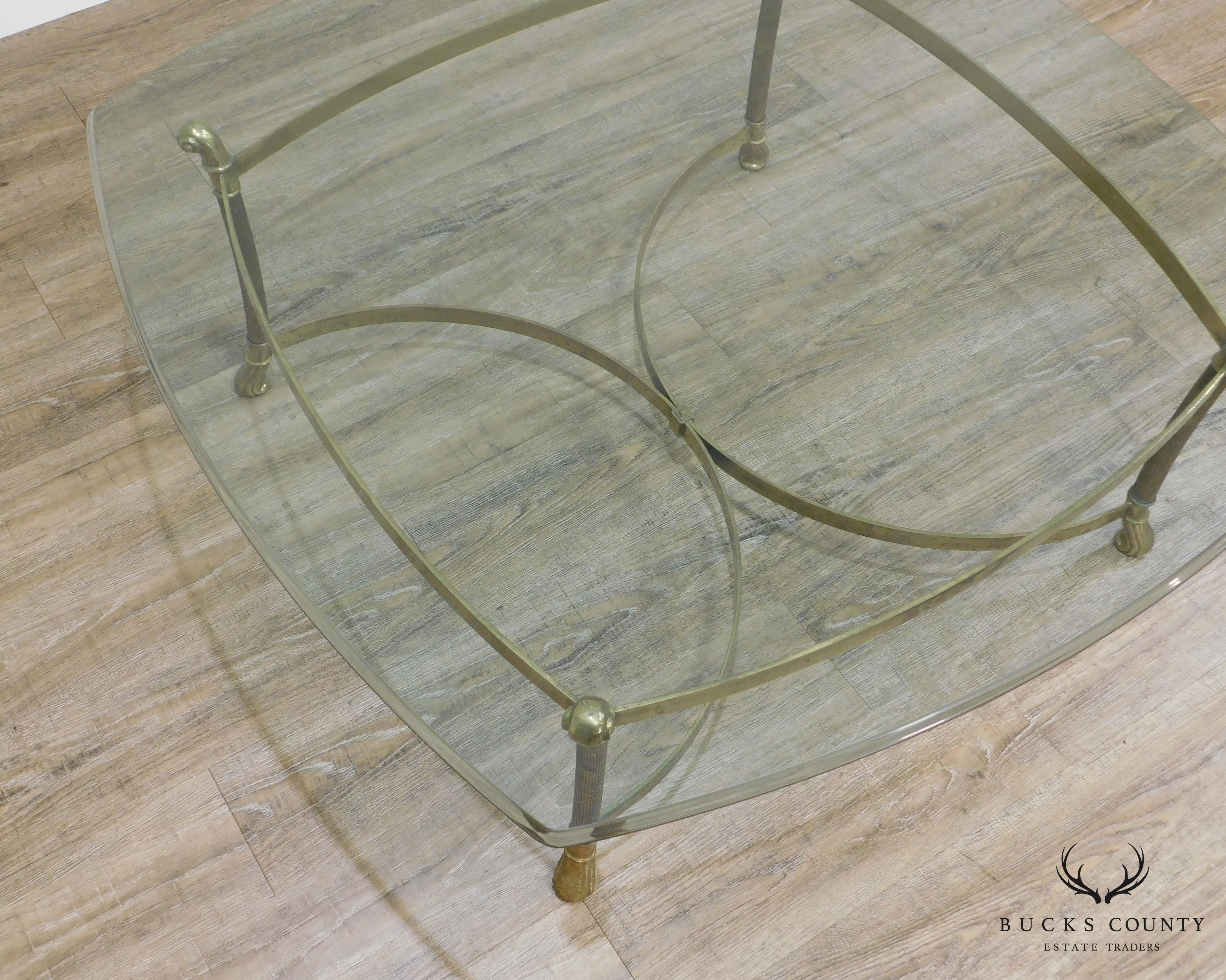 Quality Vintage Brass Base Glass Top Coffee Table