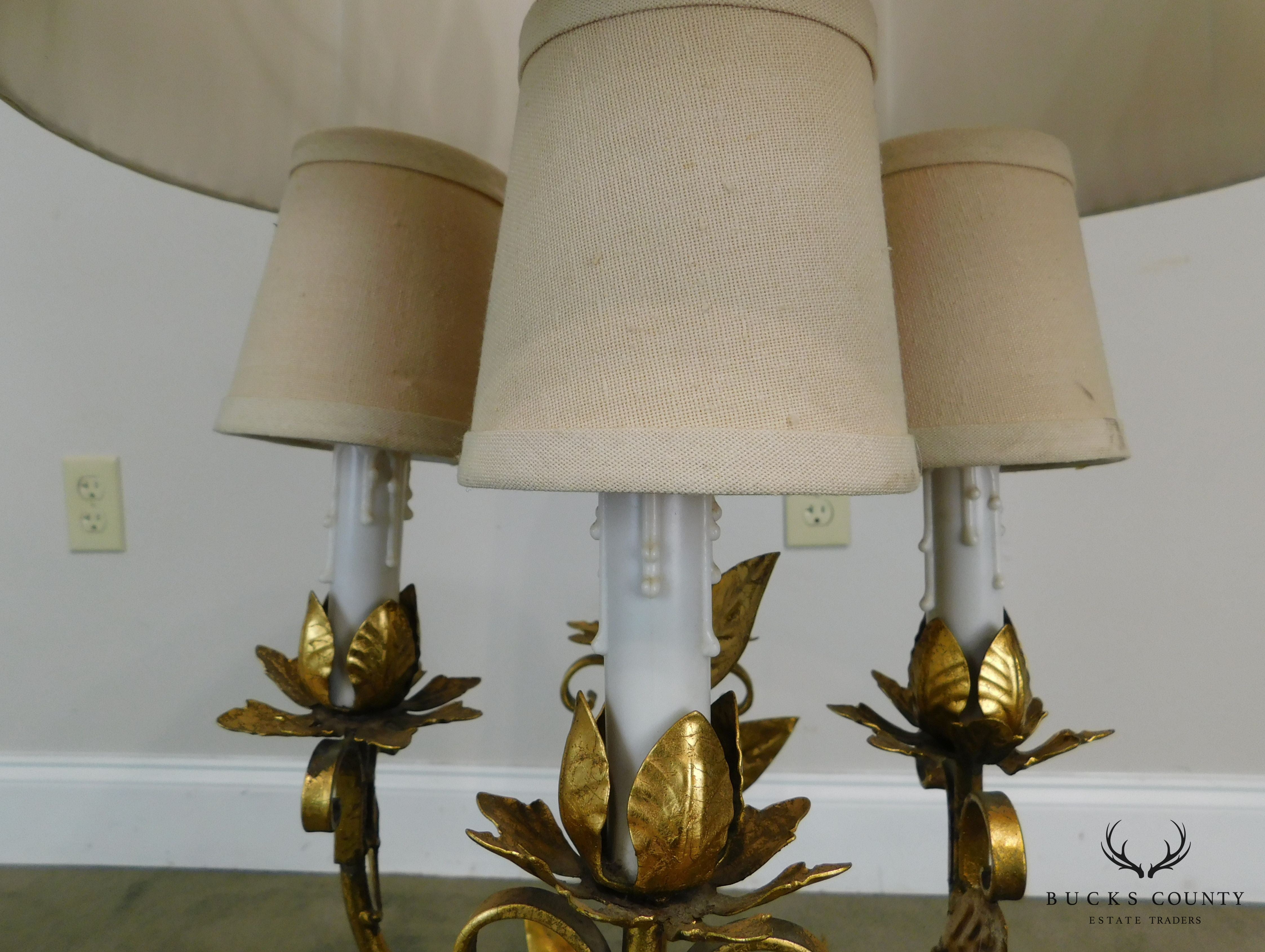 Italian Gilt Metal Candelabra Lamp